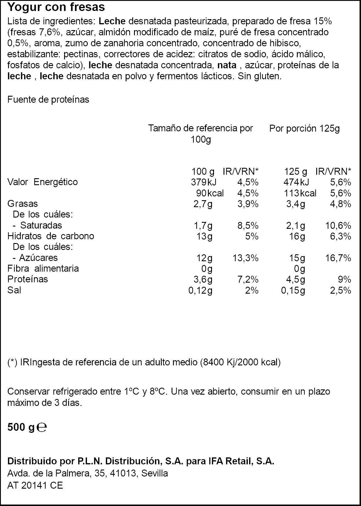 Yogur cremoso fresa Ifa eliges 500g