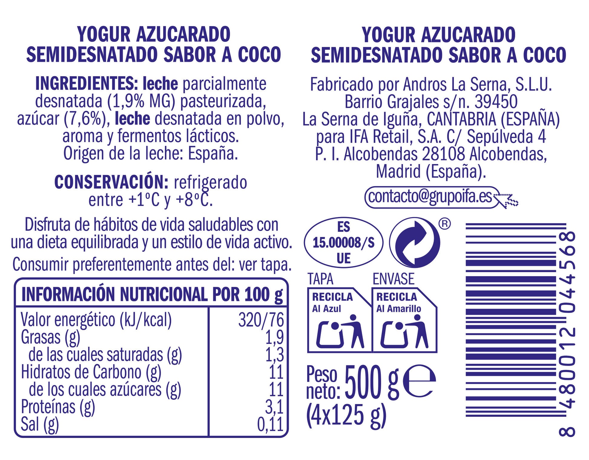 Yogurt coco Ifa eliges p4 125g/u