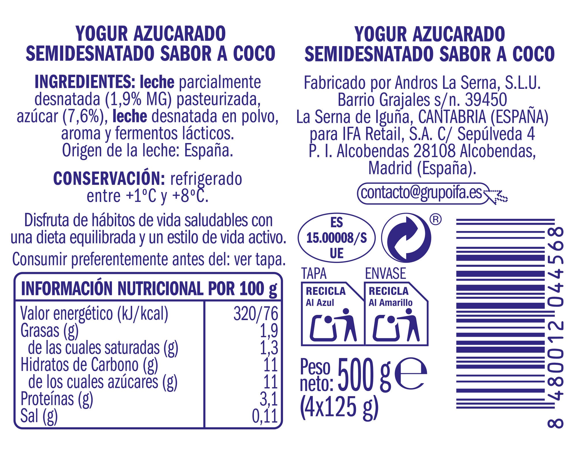 Yogurt coco Ifa eliges p4 125g/u
