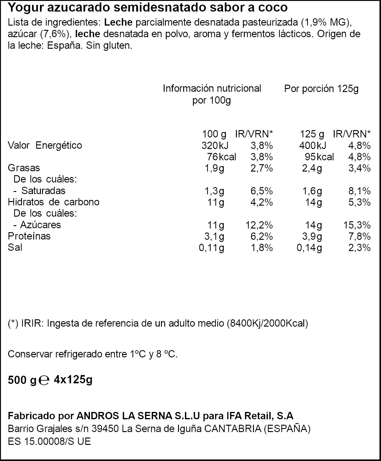 Yogurt coco Ifa eliges p4 125g/u