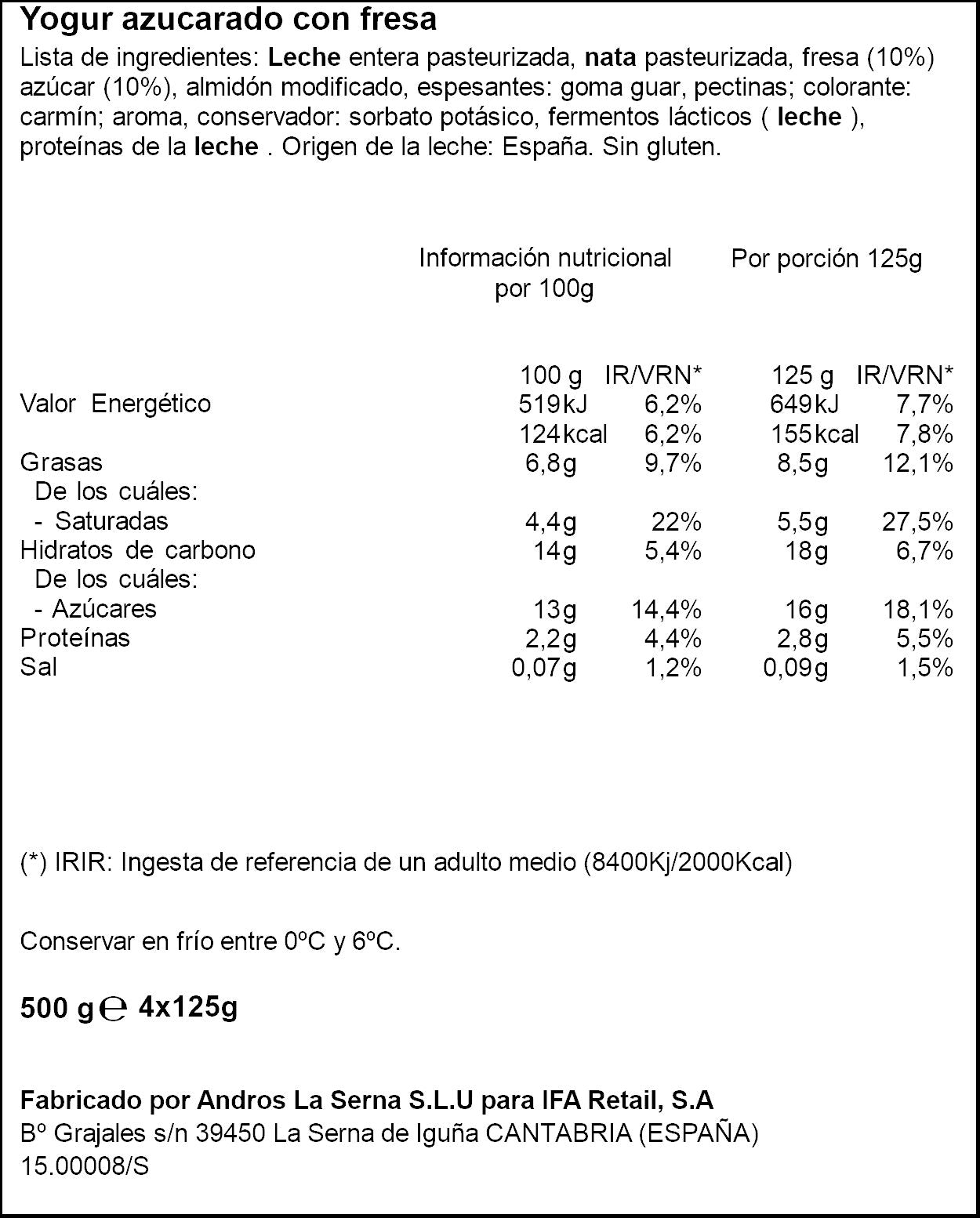 Yogur griego bicapa con fresa Ifa eliges p4 125g/u