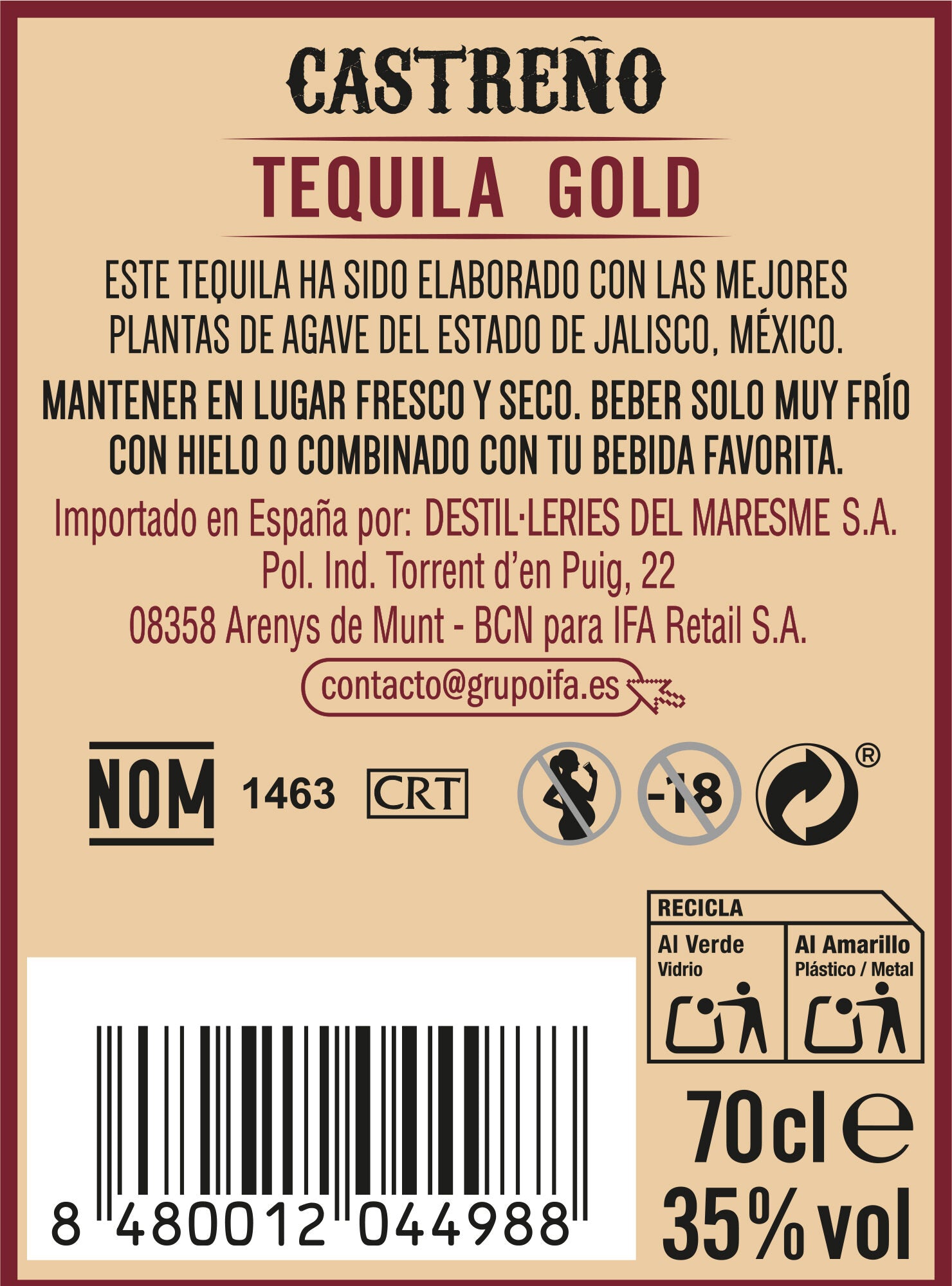 Tequila gold castreño 700ml