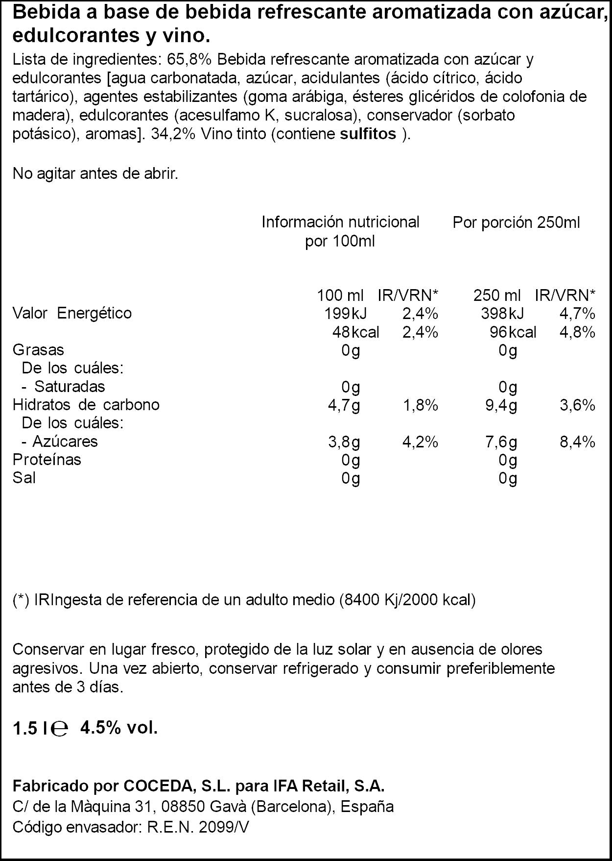 TINTO VERANO LIMÓN IFA ELIGES 1.5L