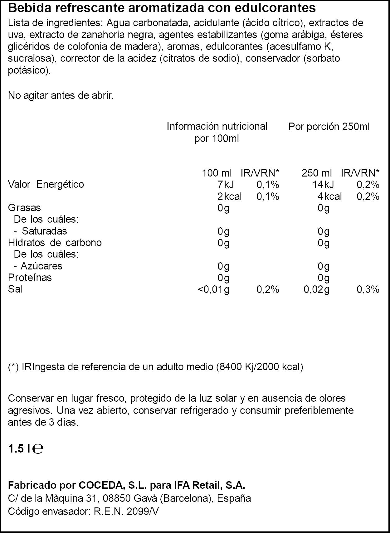 TINTO VERANO LIMÓN S/ALCOHOL IFA ELIGES 1.5L