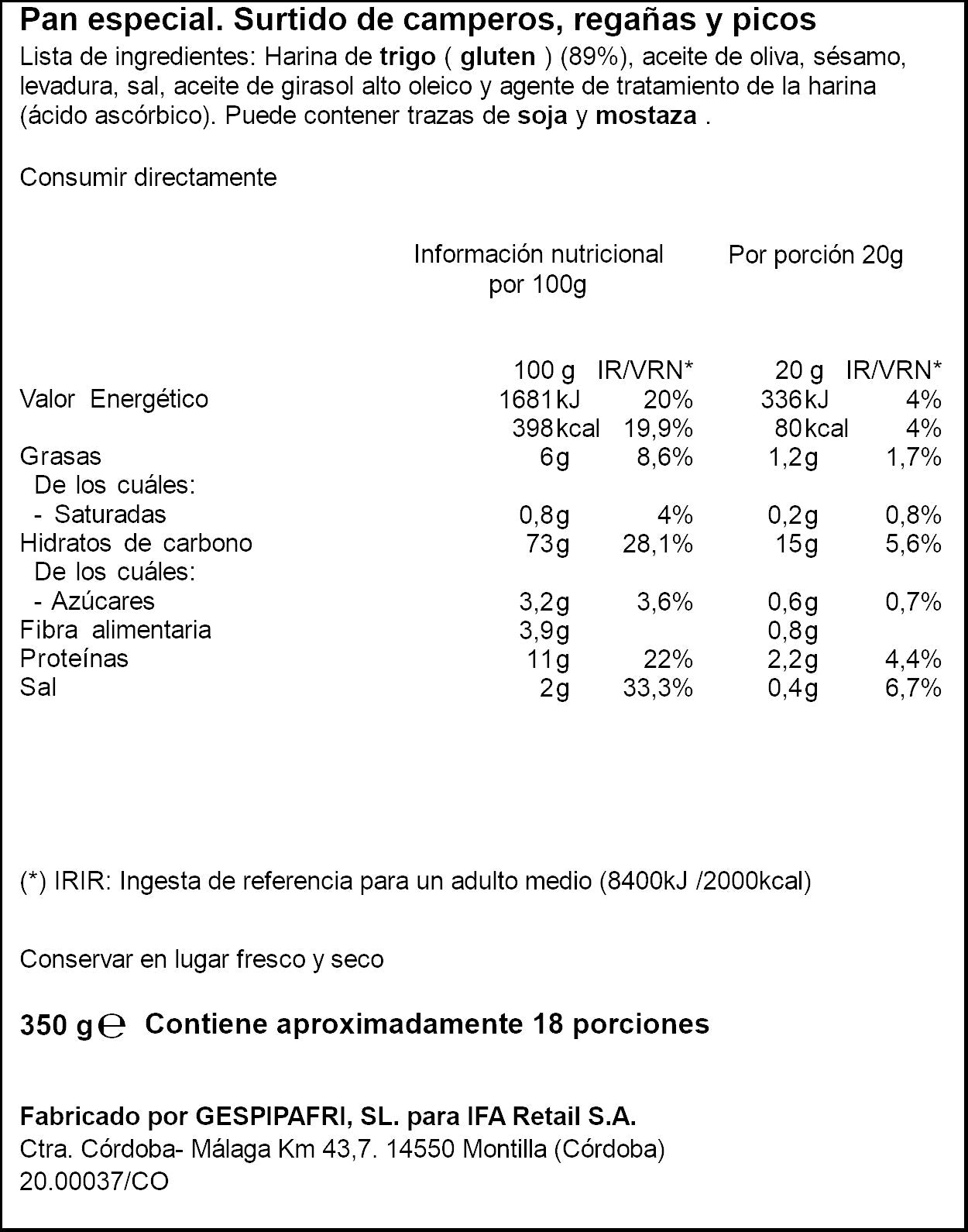 Surtido picos, regañas y colines Ifa eliges 350g