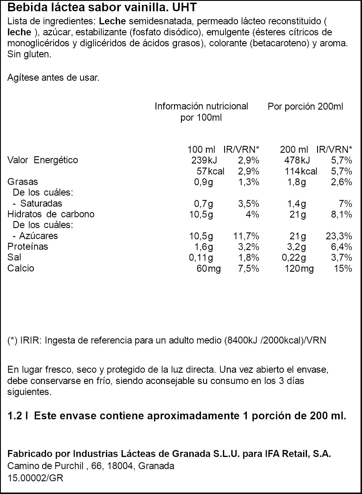 Vainilla minibrick Ifa eliges p6 200ml/u