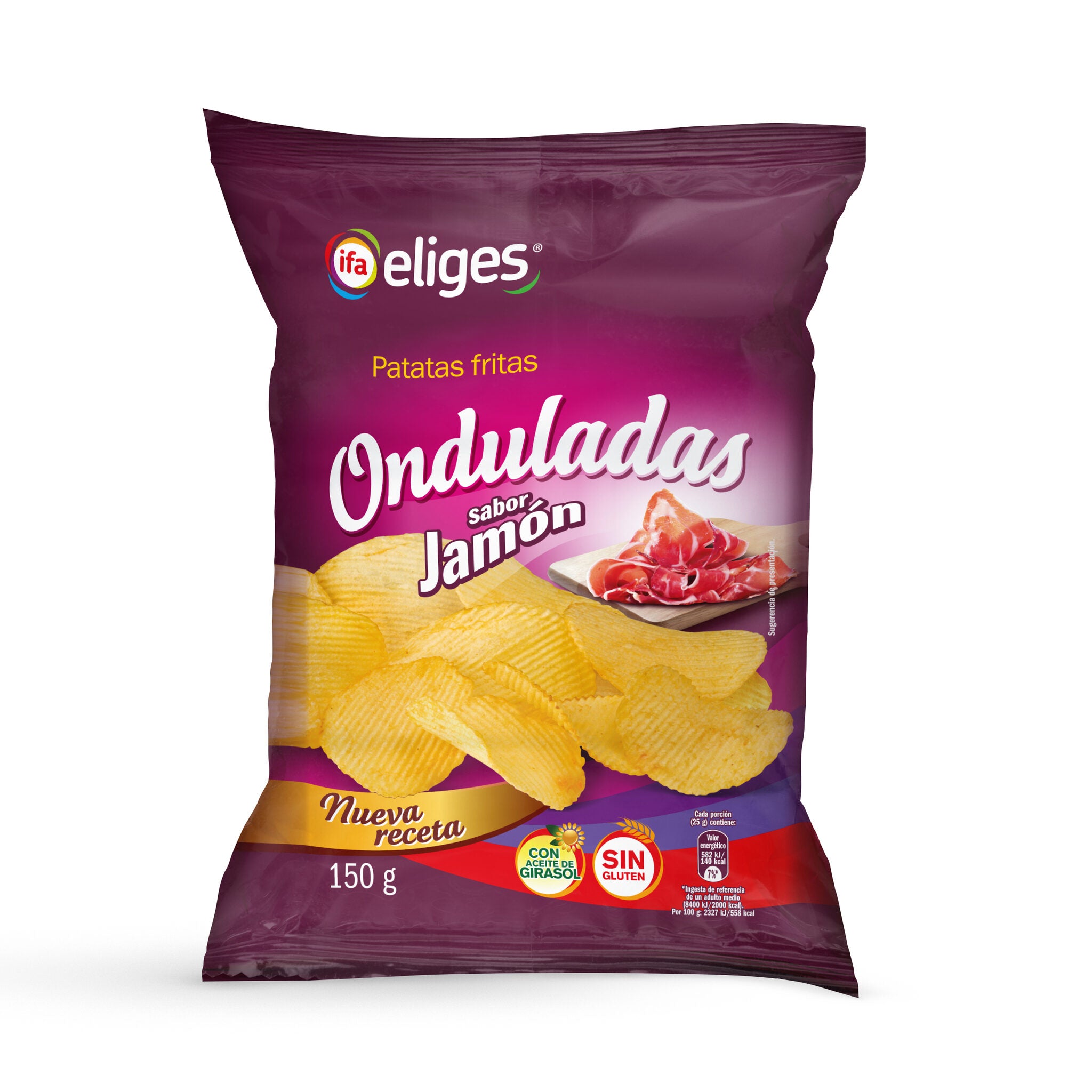 Patatas fritas onduladas jamón Ifa eliges 150g