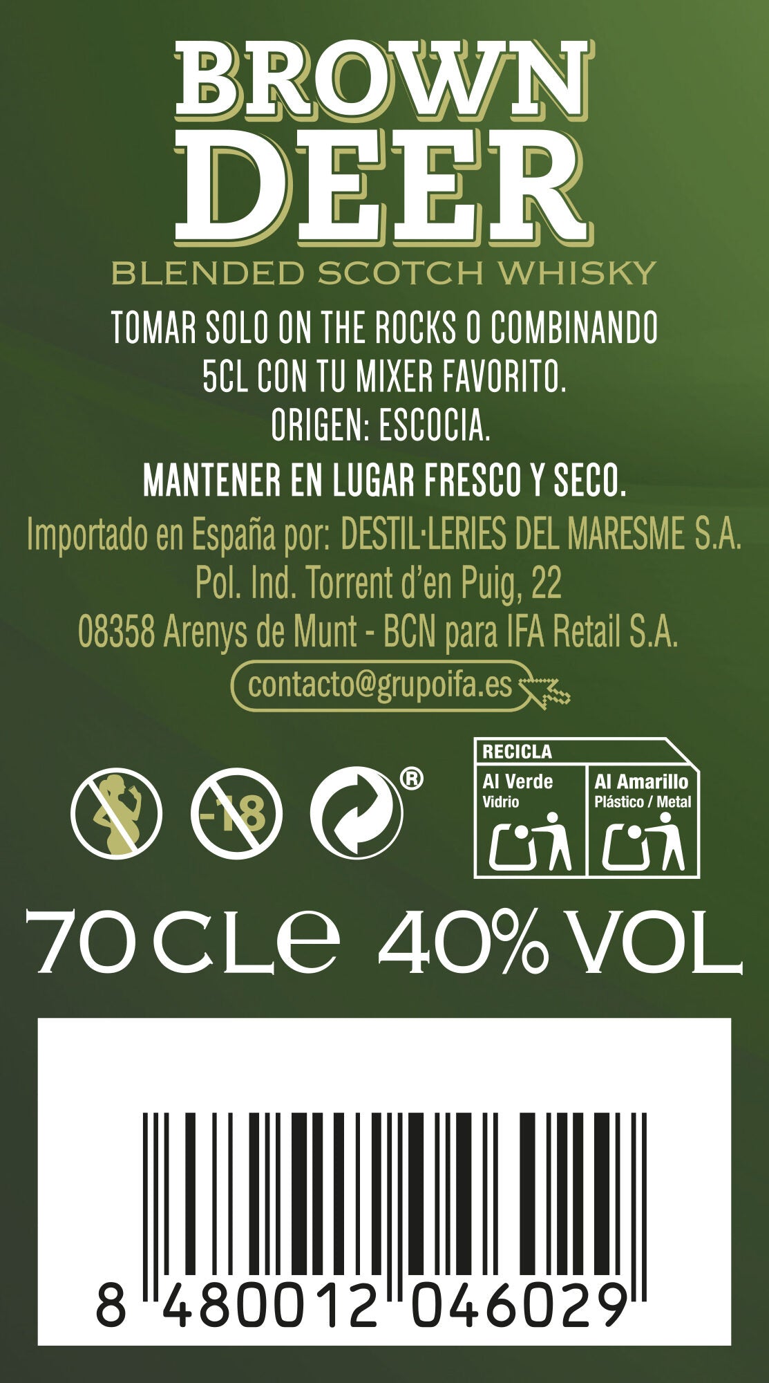 Whisky escocés viejo Brown deer 700ml