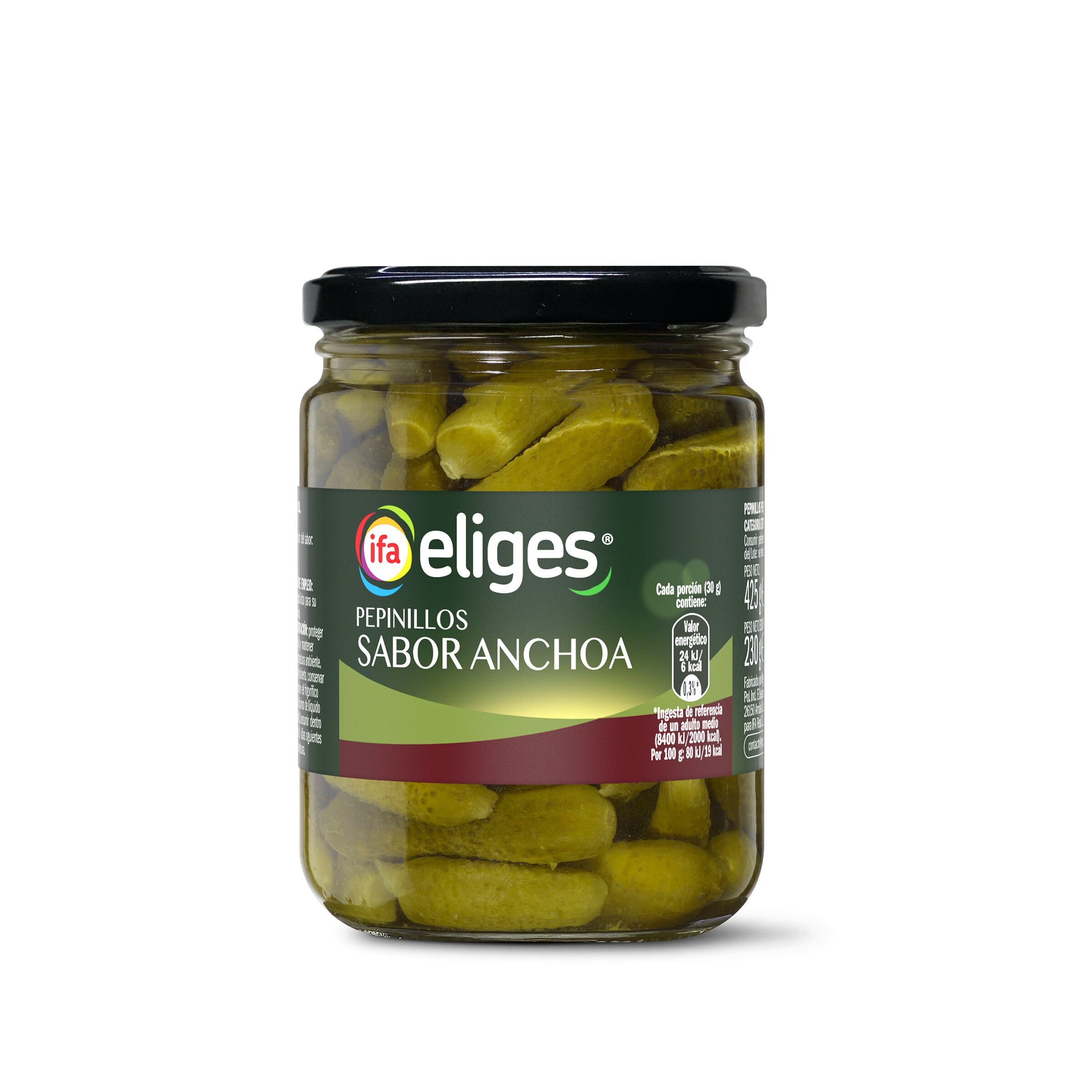 Pepinillos sabor anchoa cristal Ifa 230g escurr