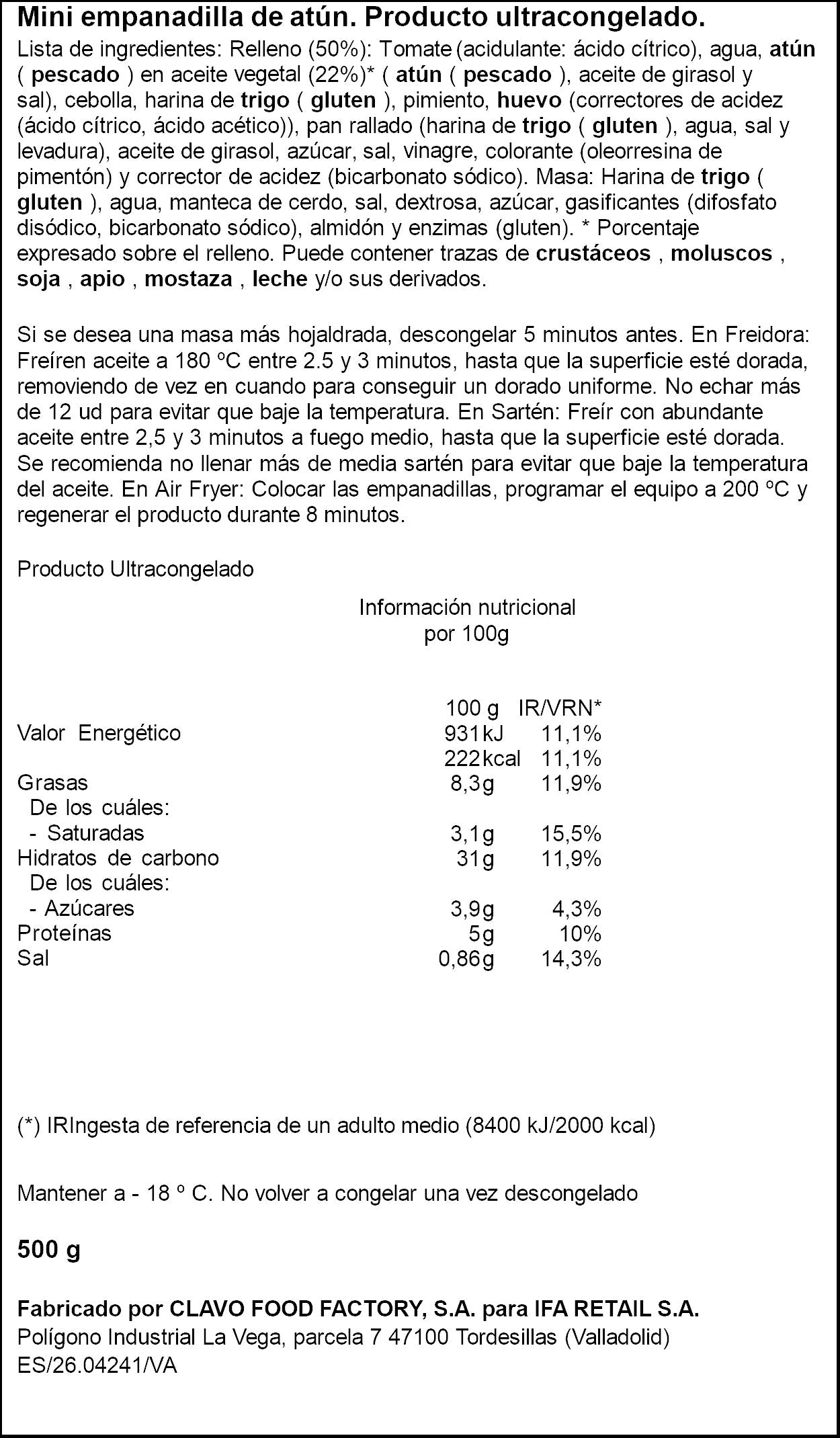 Empanadilla mini atun Ifa eliges 500g