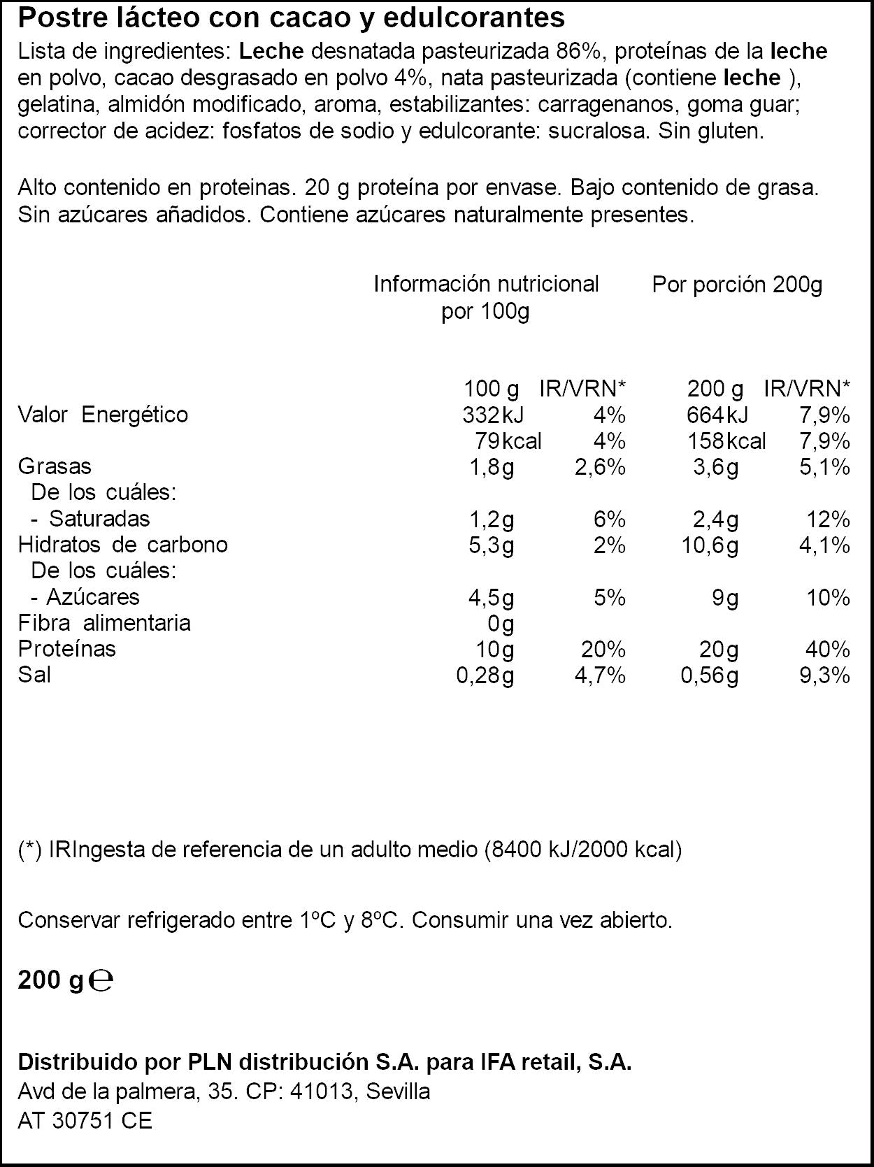 Mousse chocolate proteico Ifa eliges 200g