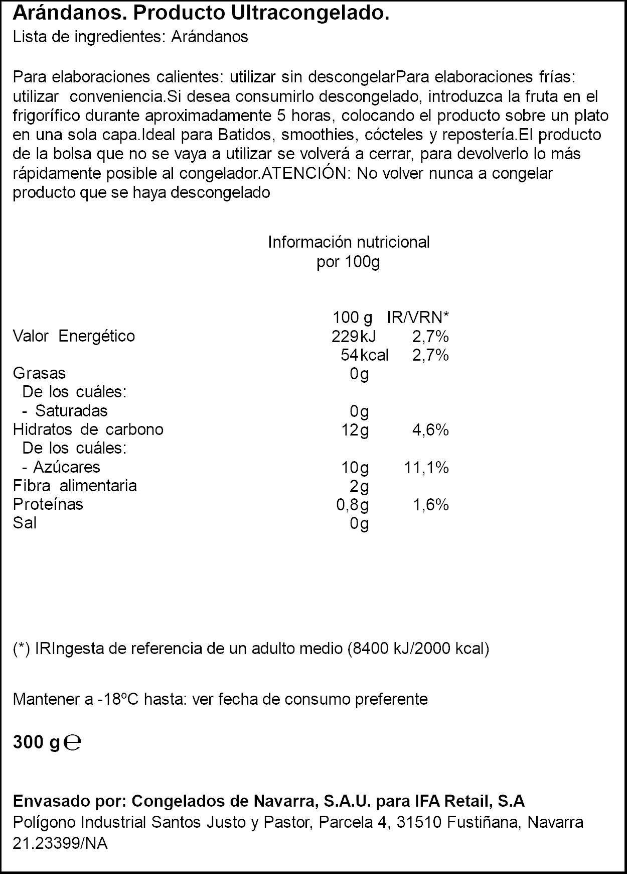 Arandanos congelados Ifa eliges 300g
