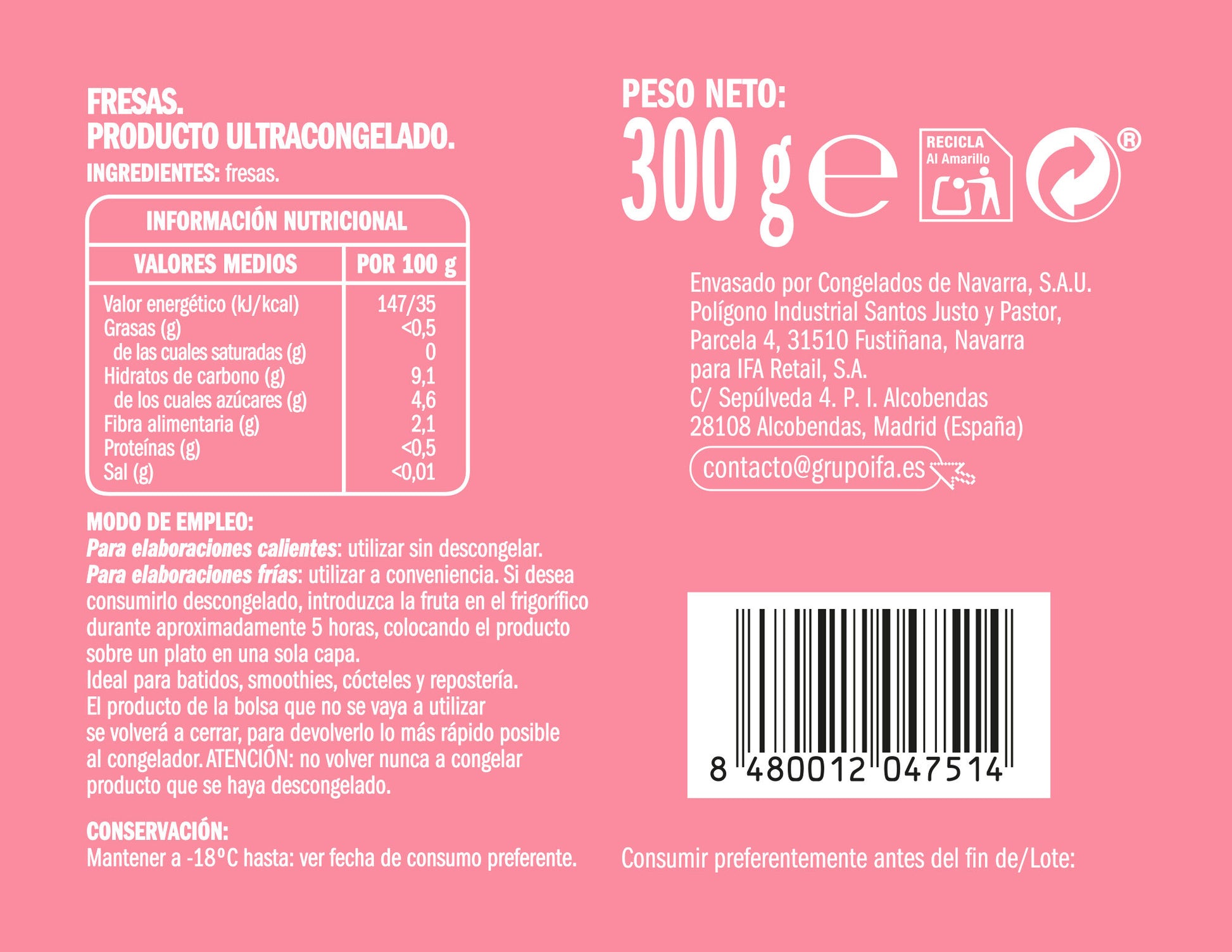 Fresas congeladas Ifa eliges 300g