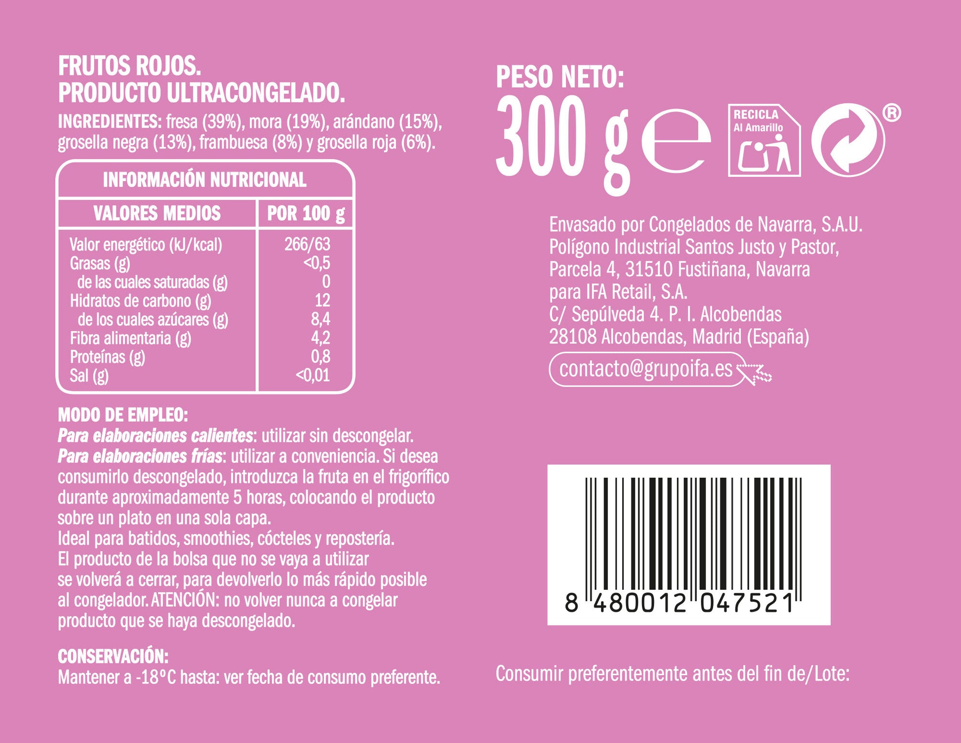 Mix frutos rojos congelados Ifa eliges 300g