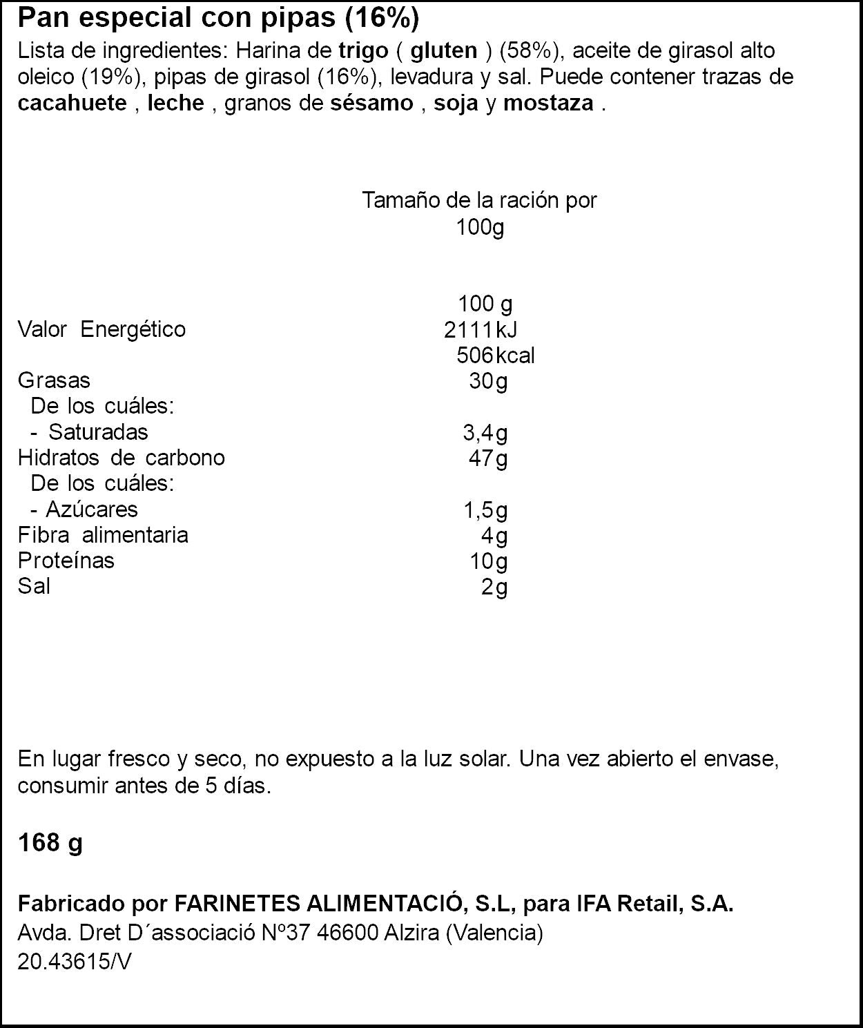 Pan pipas Ifa eliges p2 83g/u