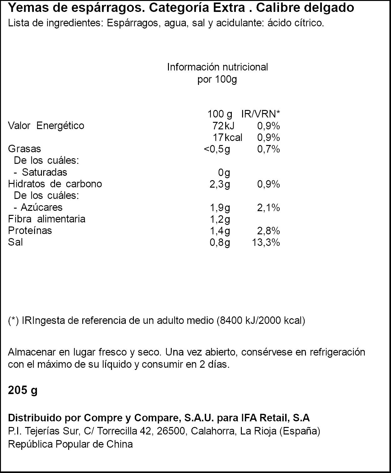 Yema espárrago lata Ifa eliges 135g escurr