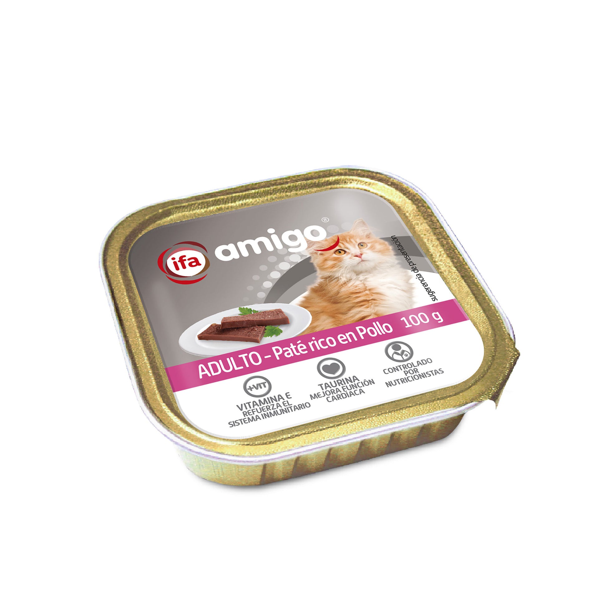 Comida gato húmedo paté de pollo tarrina Ifa amigo 100g