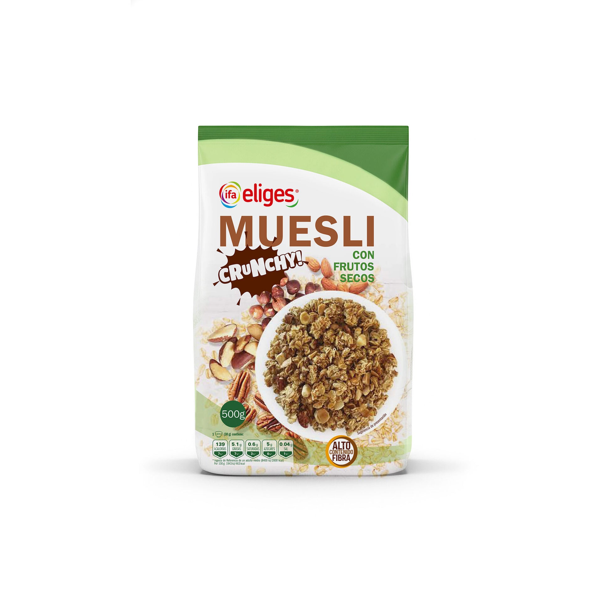 Cereal muesli crujiente c/frutos secos Ifa eliges 500g