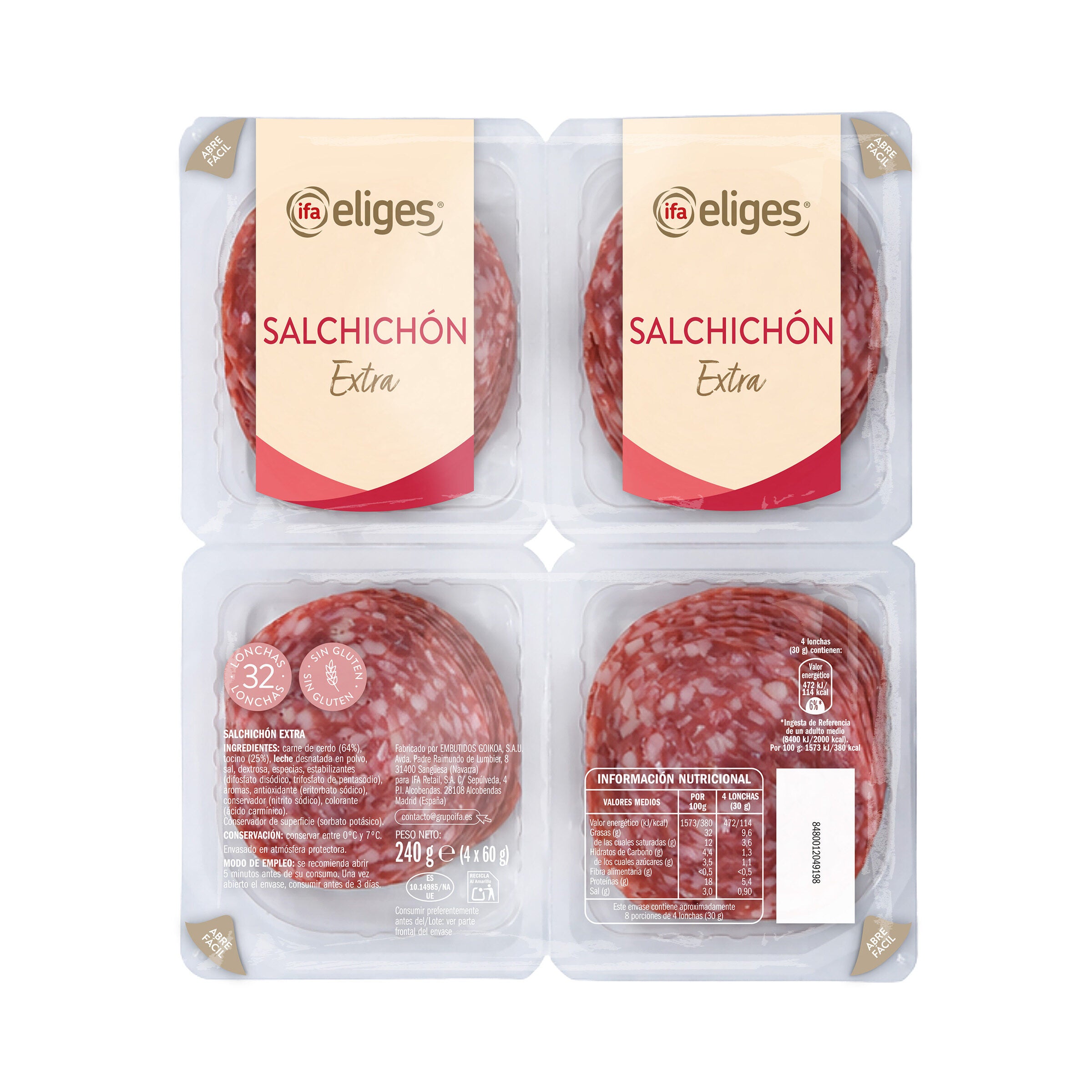 Salchichon Extra lonchas Ifa eliges p4 60g/u