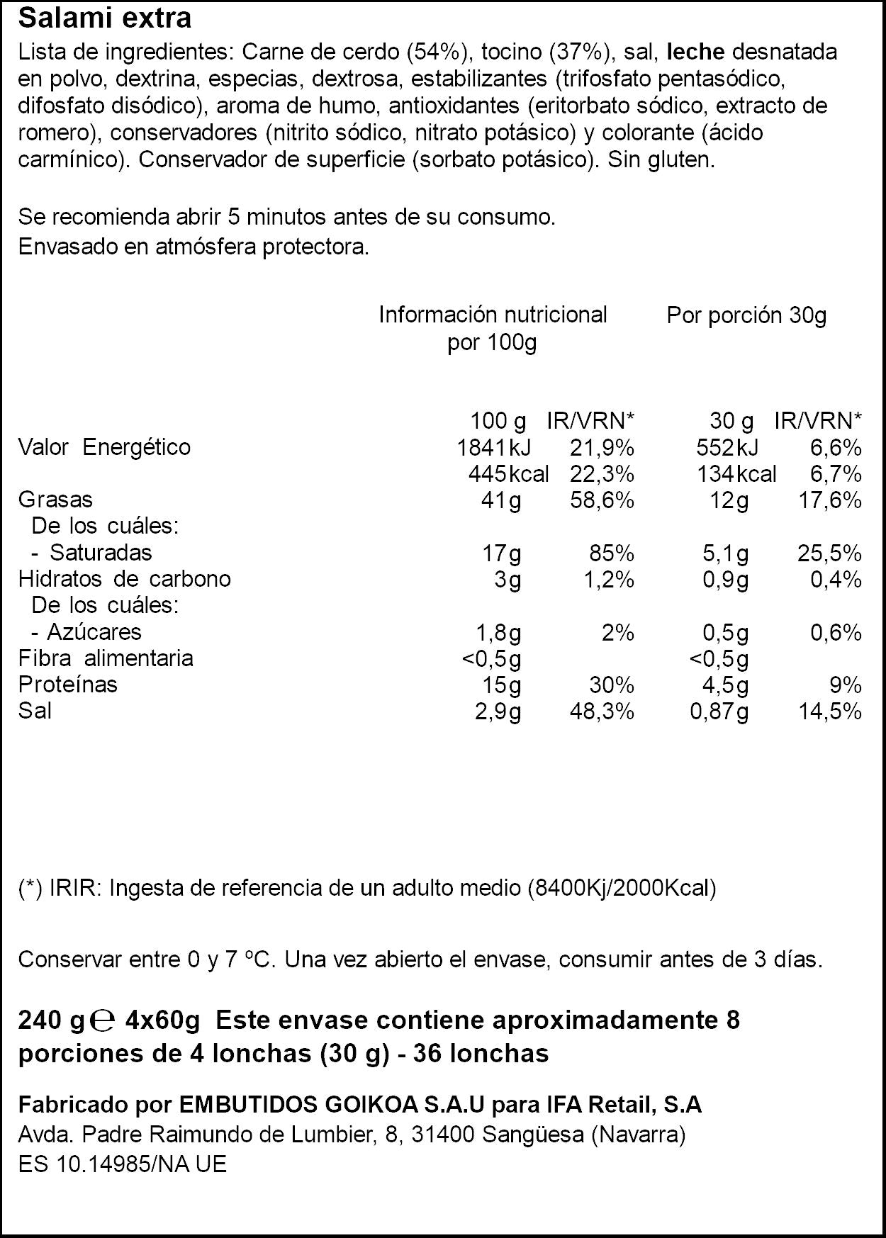 Salami Extra Ifa eliges p4 60g/u
