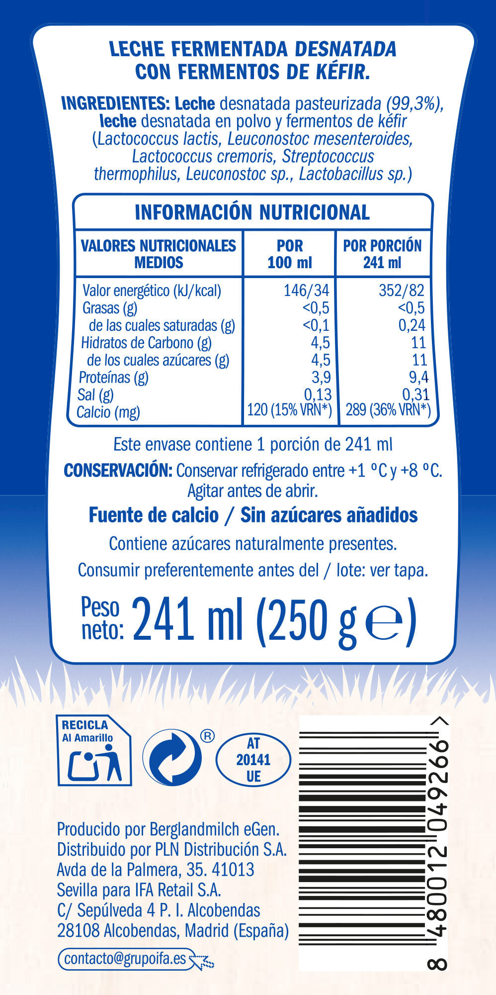 Kefir Bebible natural 0% Ifa eliges 250g