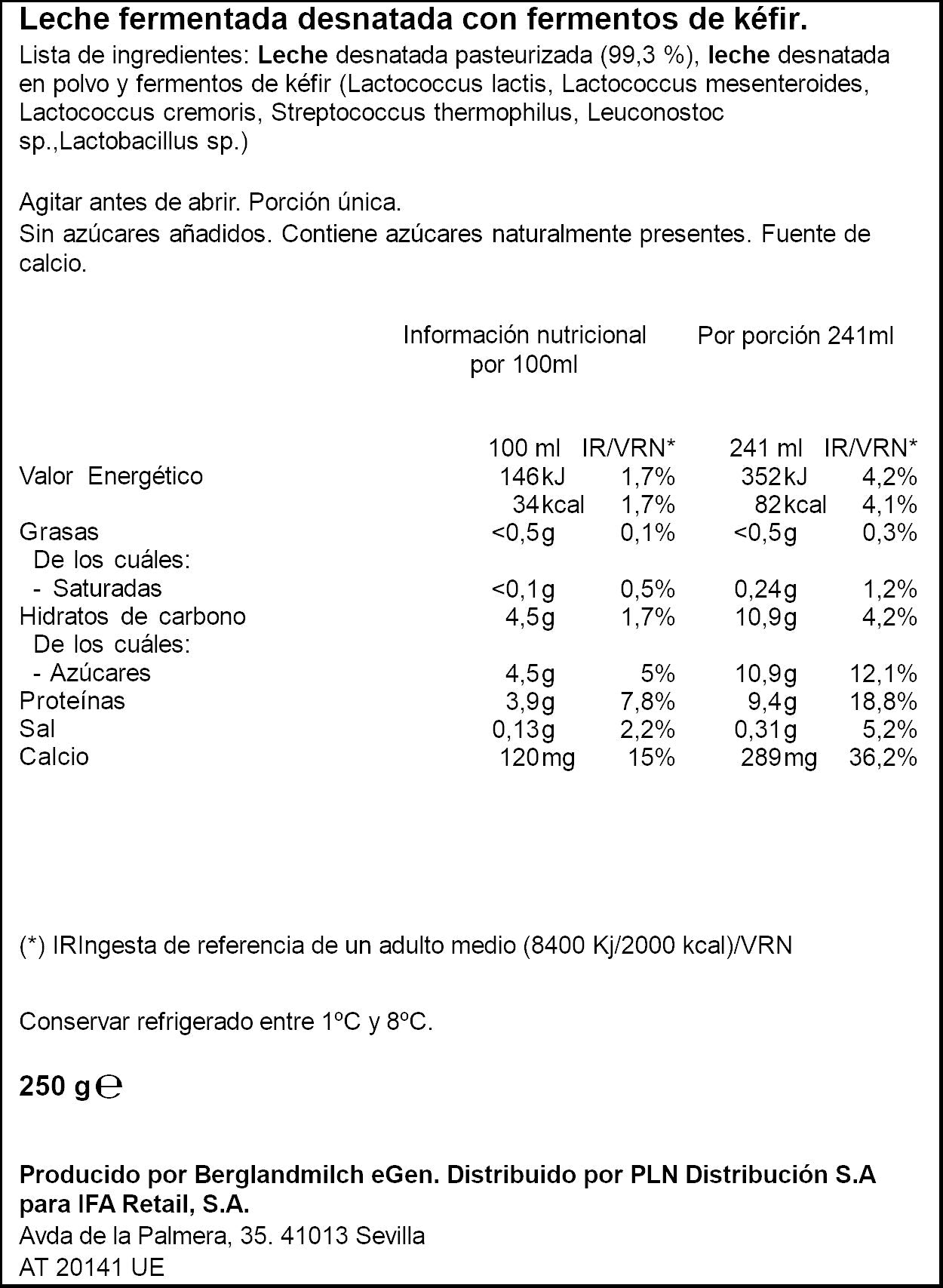 Kefir Bebible natural 0% Ifa eliges 250g