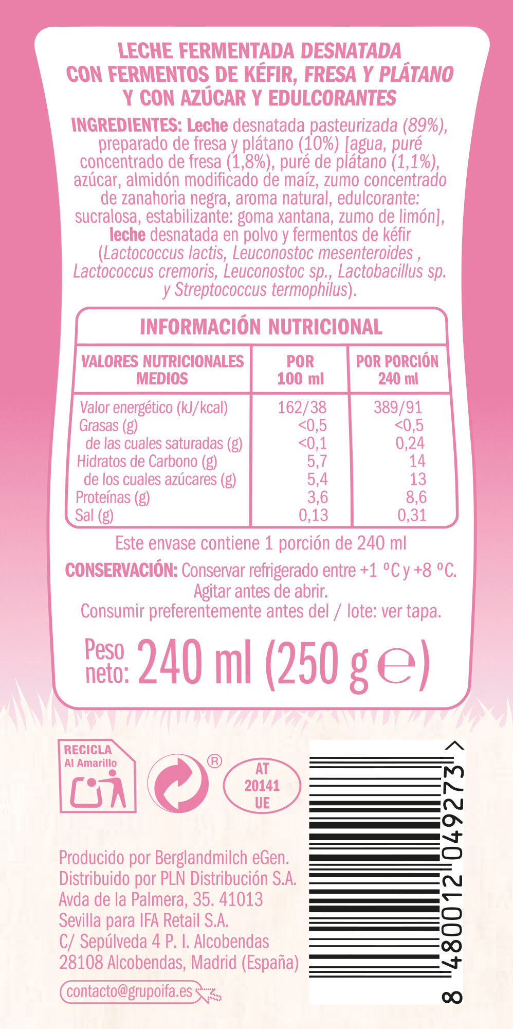 Kefir Bebible fres/plata 0% Ifa eliges 250g