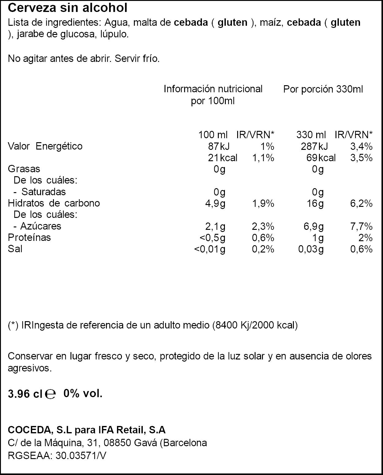 Cerveza rubia 0.0 lata Mollen bier 330ml/u