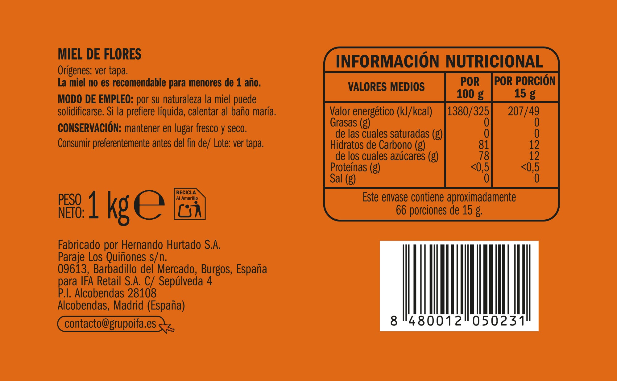 Miel cristal Ifa eliges 1kg