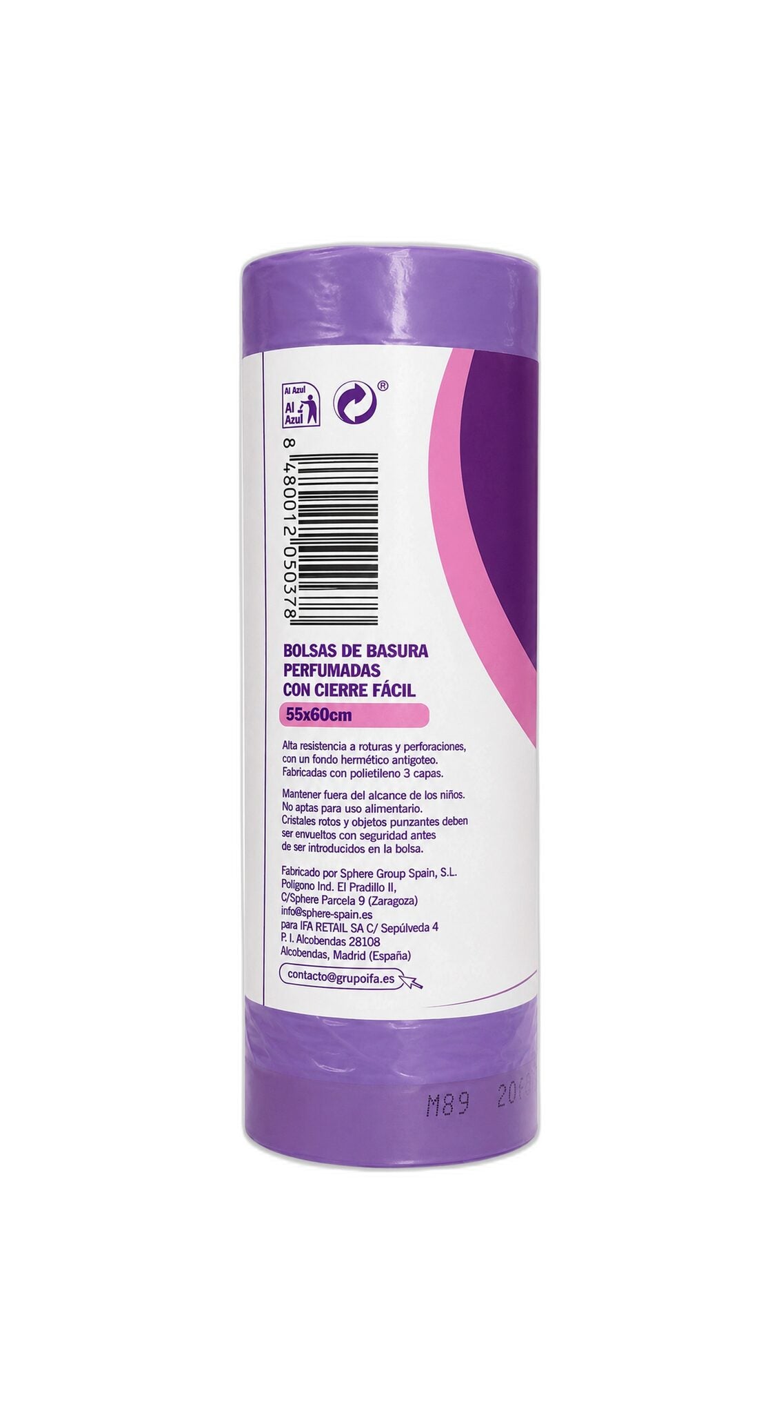 Bolsas basura 30l cierre perfumada blanca Ifa sabe 20u