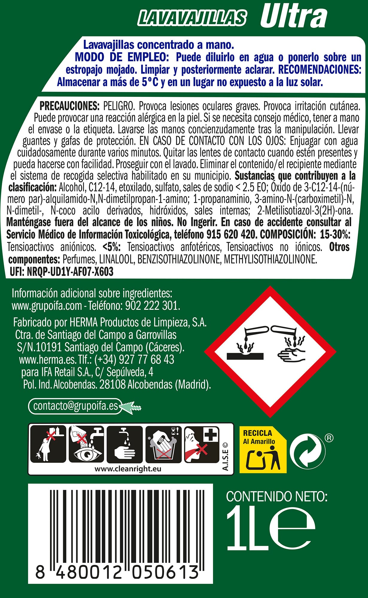 Lavavajilla concentrado original Ifa sabe 1l