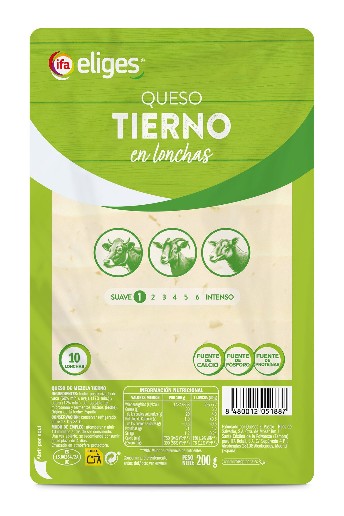 Queso tierno loncha Ifa eliges 200g