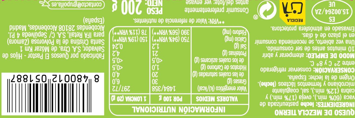 Queso tierno loncha Ifa eliges 200g