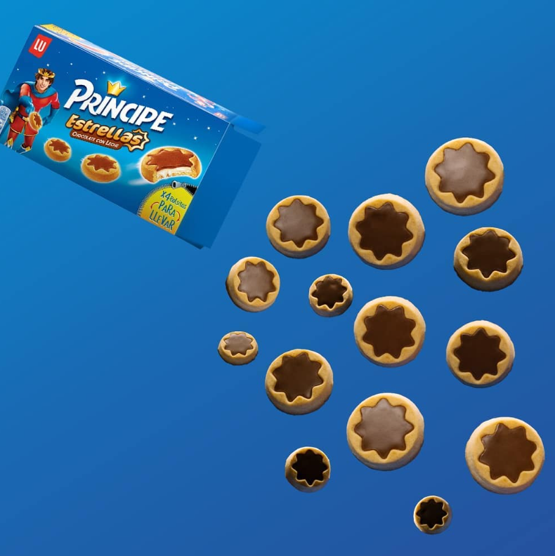 Galleta rellena chocolate  estrella príncipe 225g