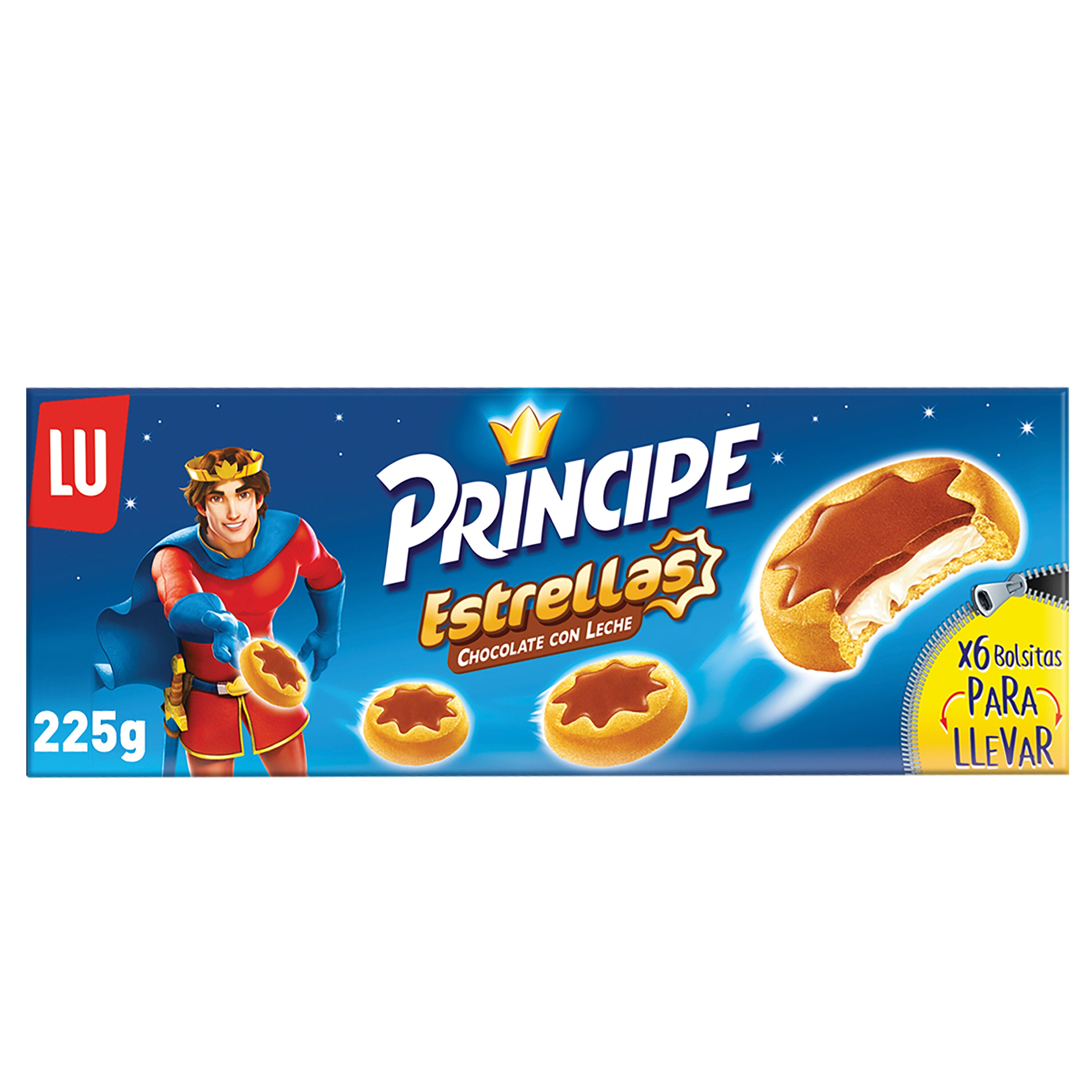Galleta rellena chocolate  estrella príncipe 225g