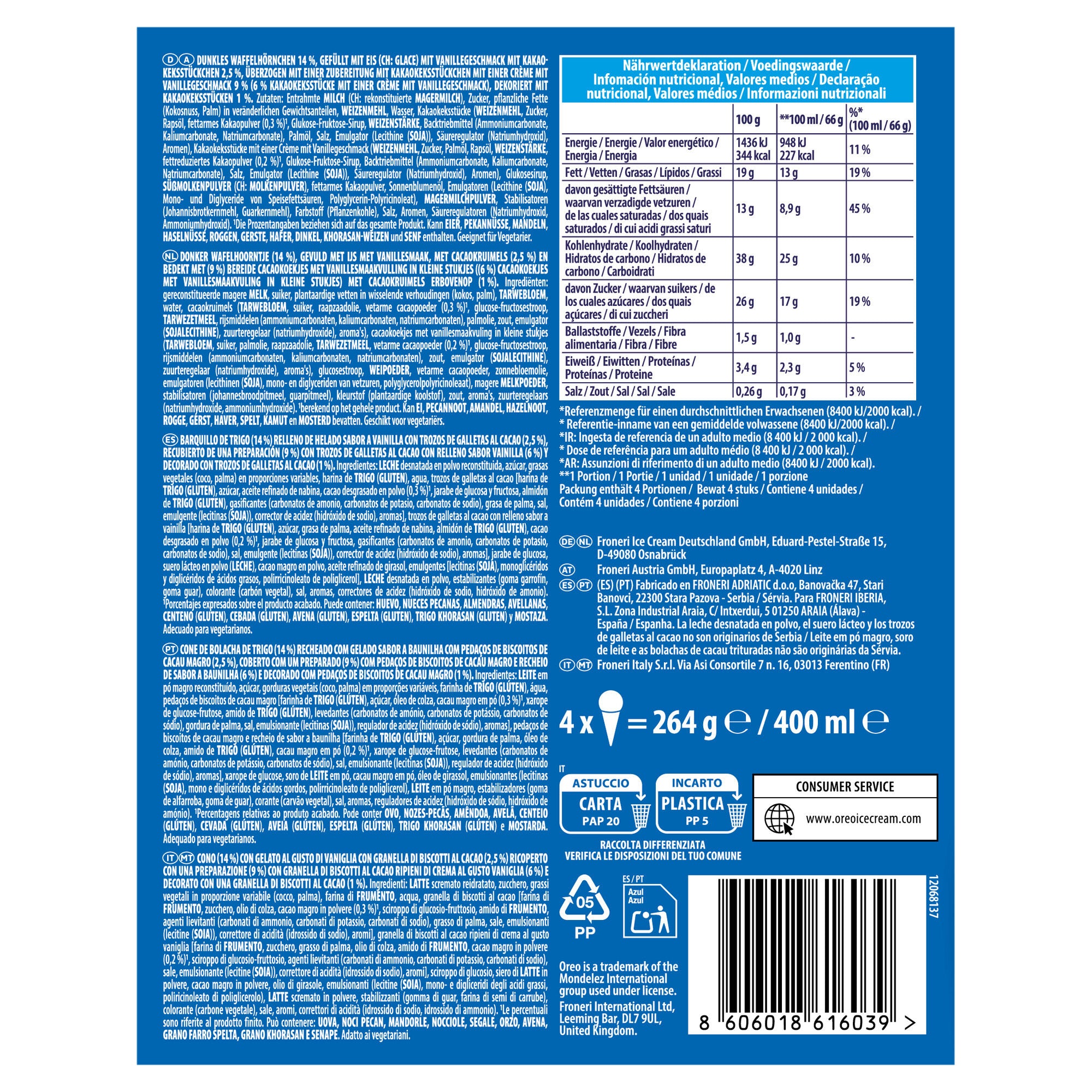 Cono bola Oreo p4 100ml/u