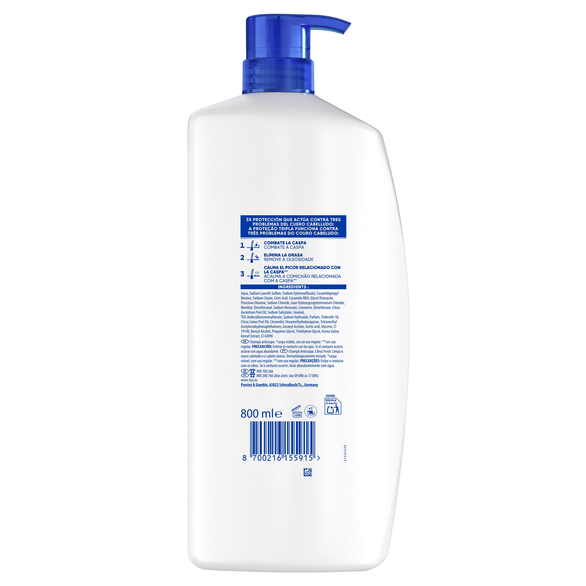 Champú anticaspa clasico citrus H&S 800ml