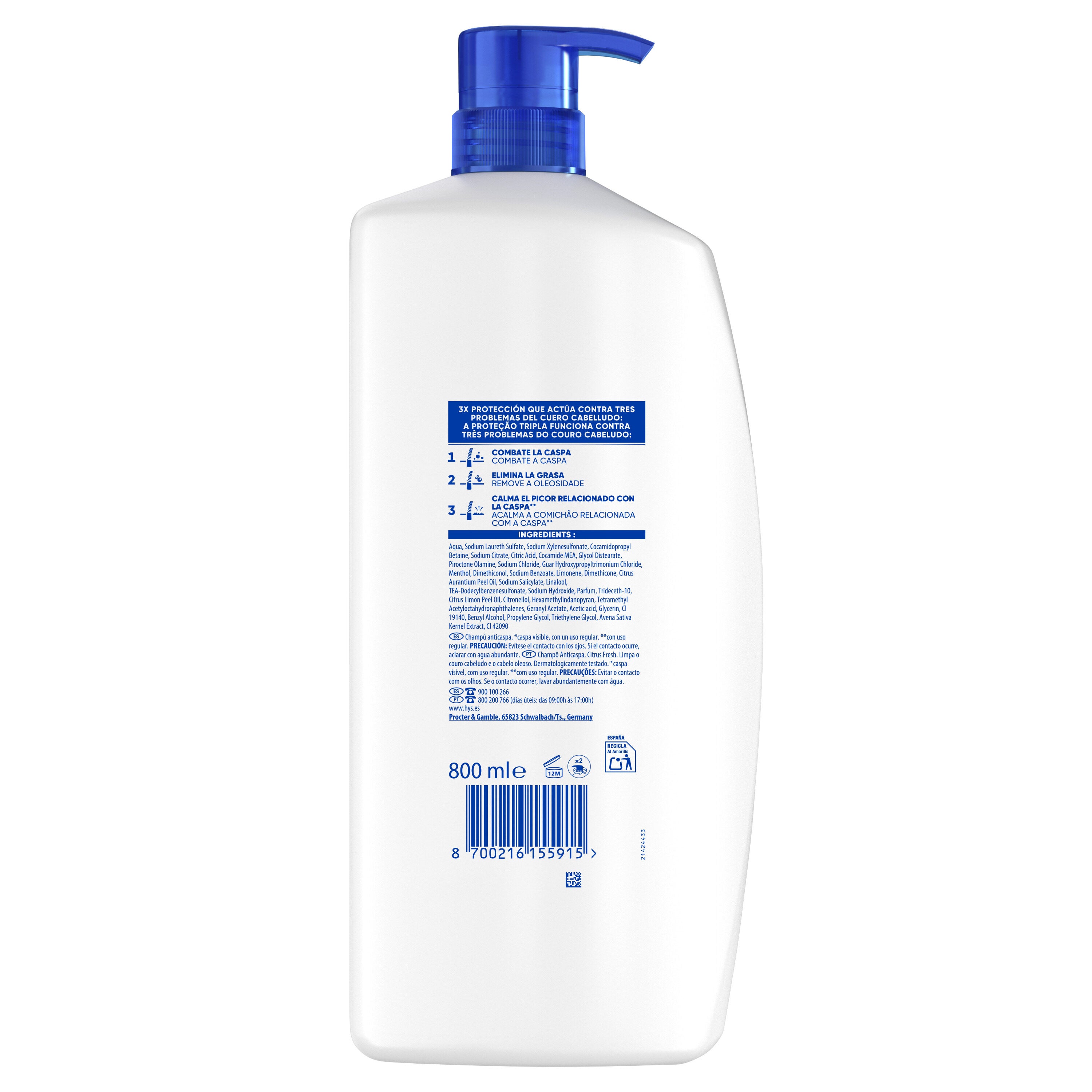Champú anticaspa clasico citrus H&S 800ml