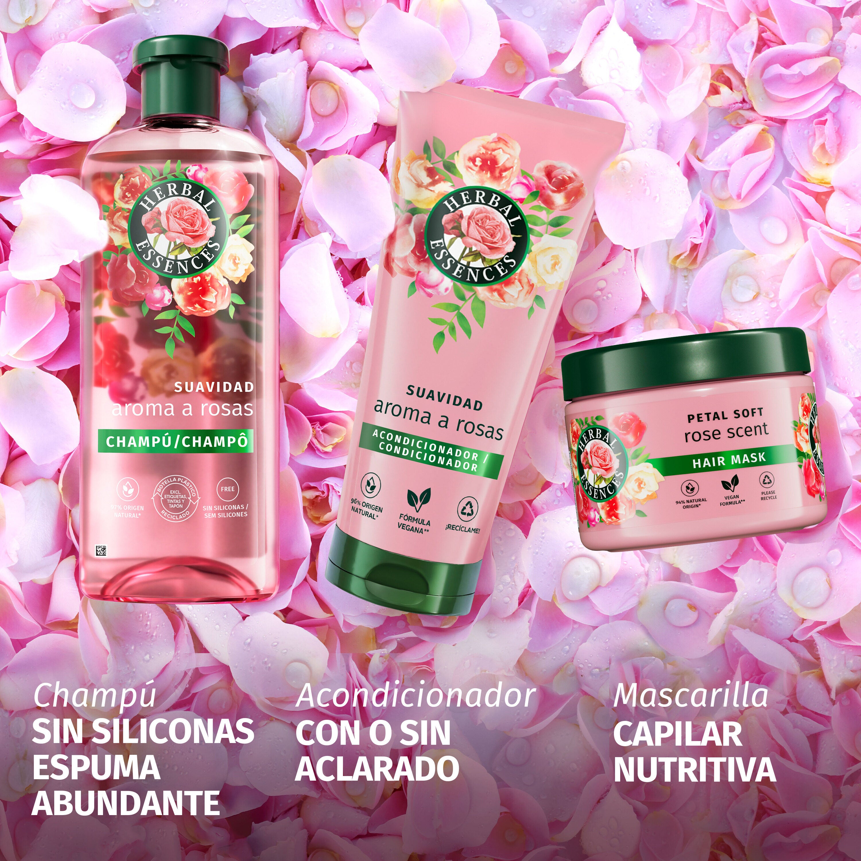 Champú suave aroma a rosas Herbal 350ml