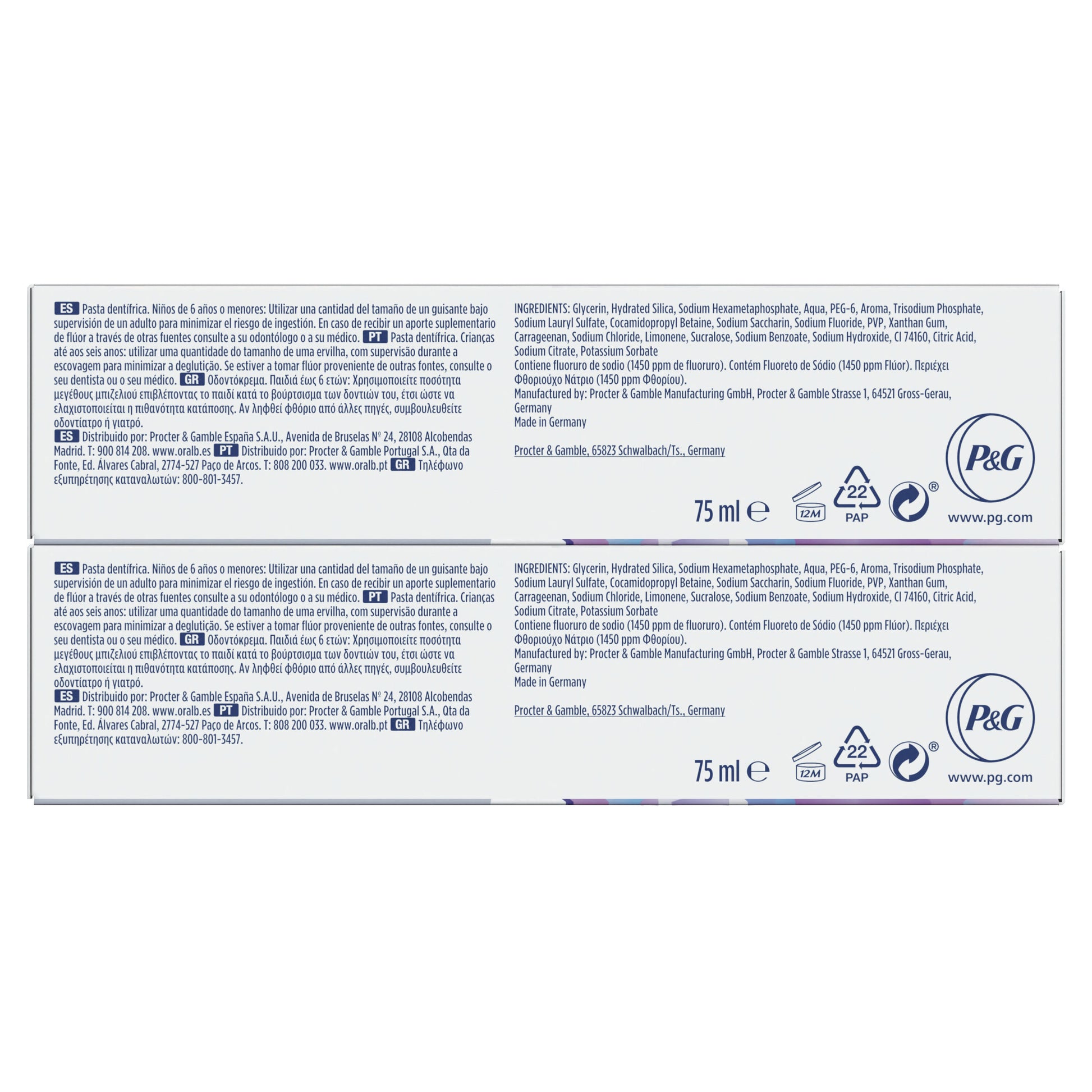 Dentífrico 3d white perfect Oral b p2 75ml/u