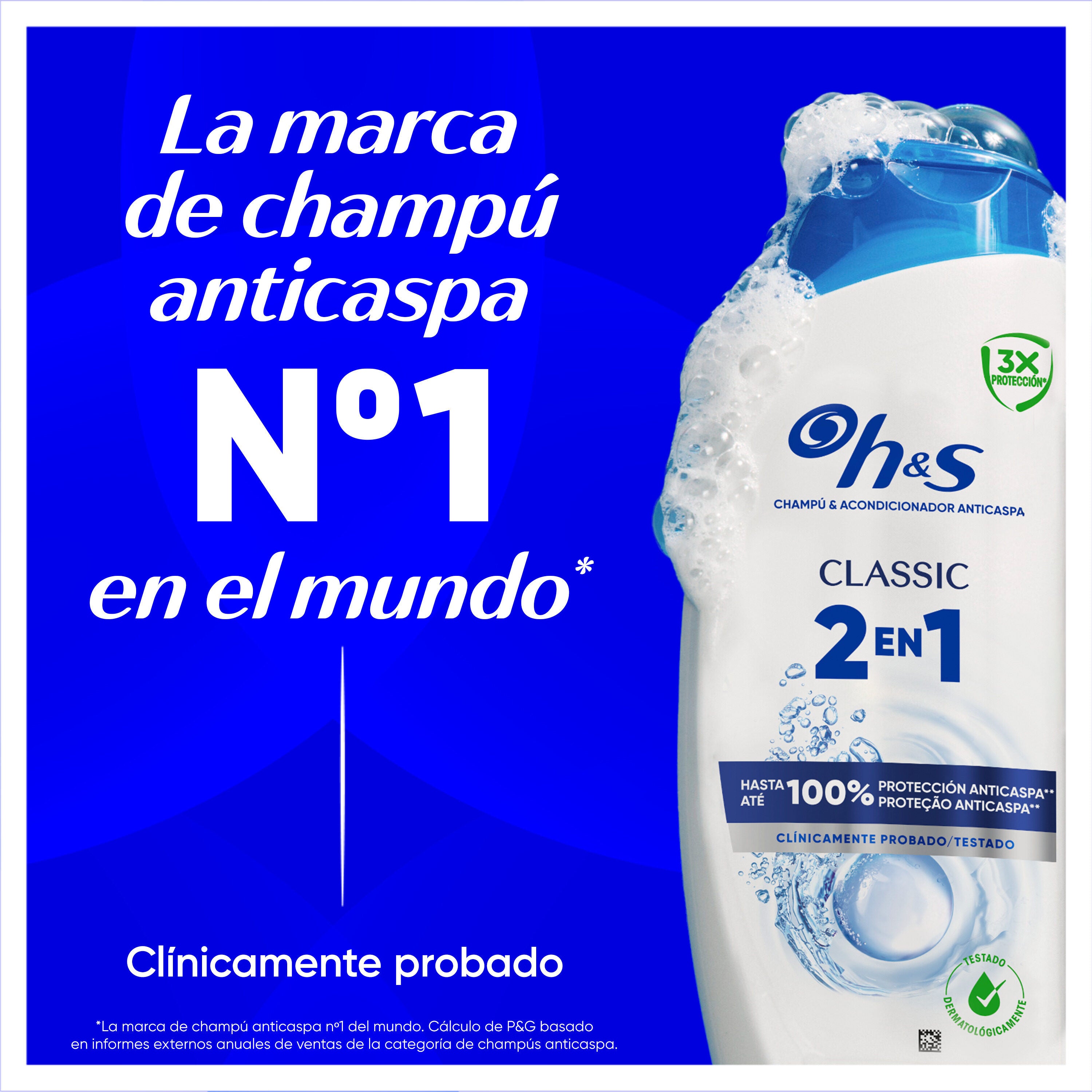 Champú anticaspa clasico 2 en 1 H&S 800ml