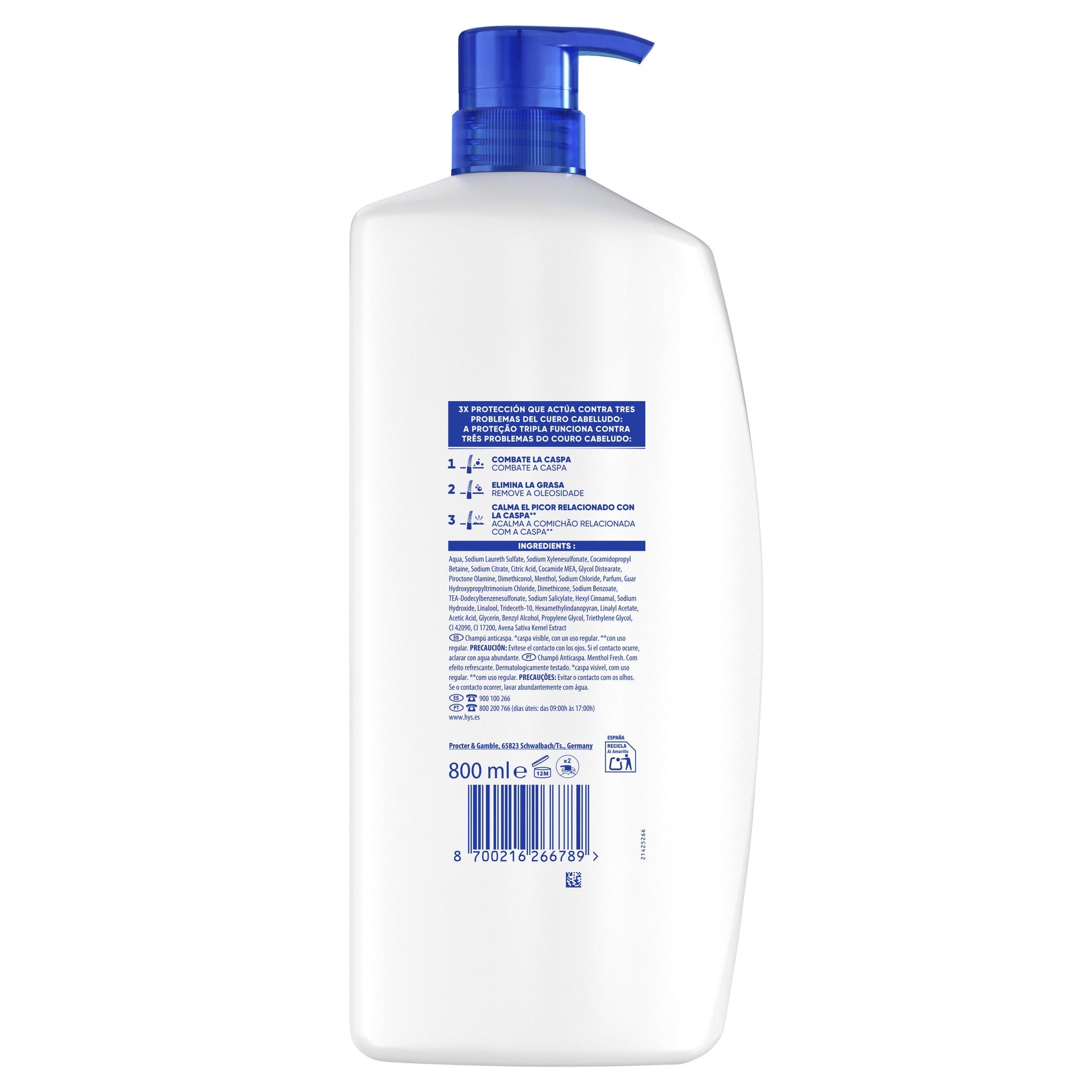 Champú menthol H&S 800ml