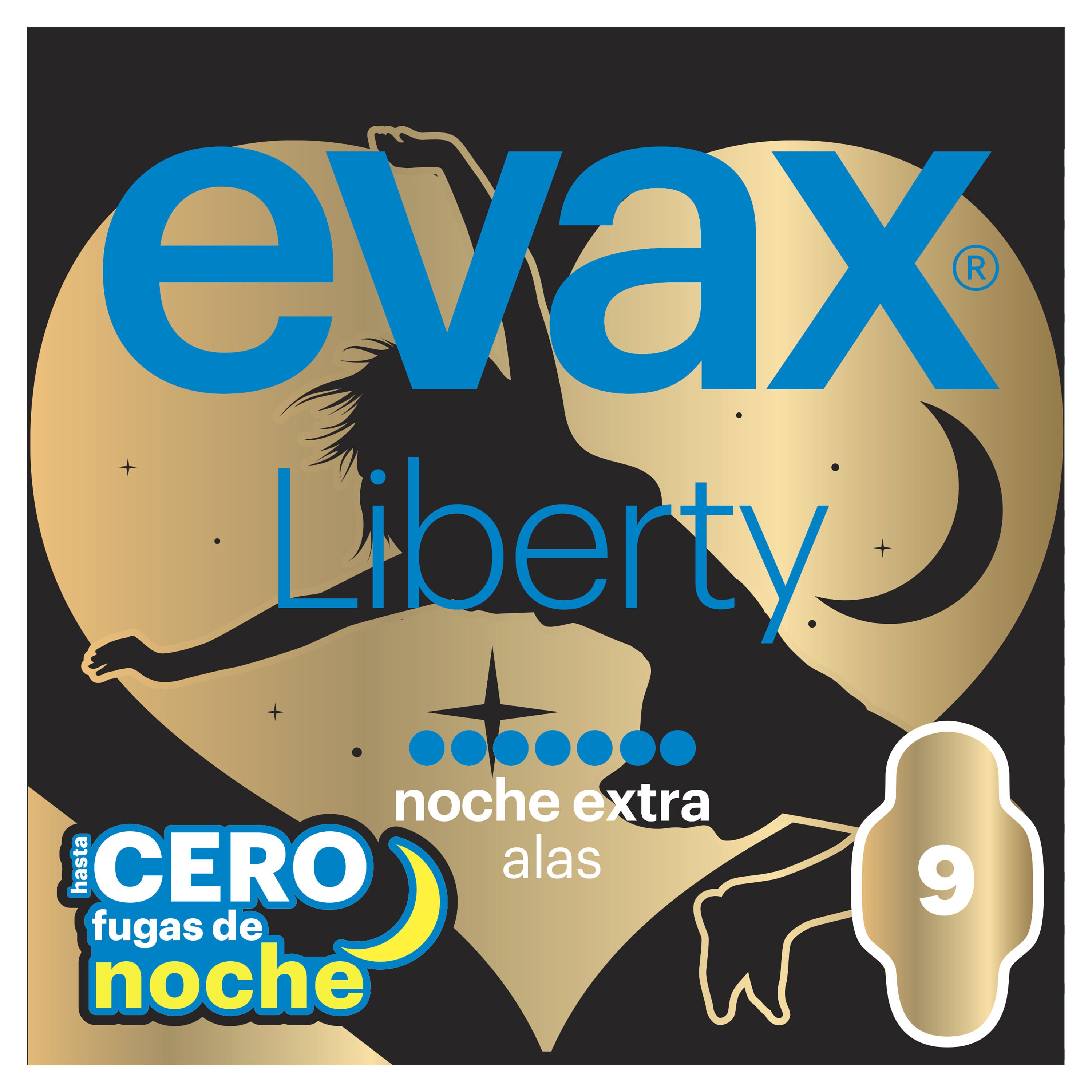 Compresas alas noche extra Evax 9u