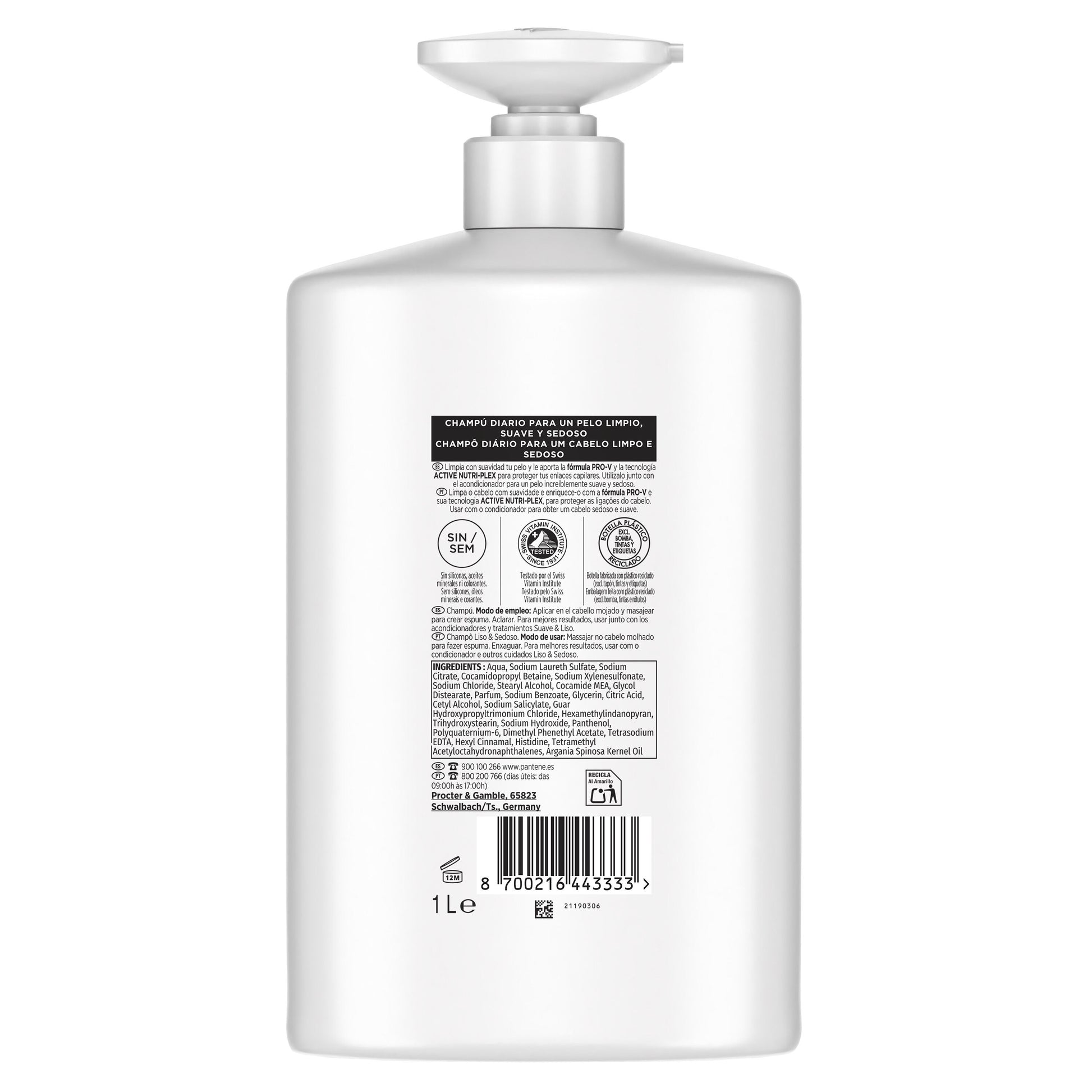 Champú suave y liso Pantene 1000ml
