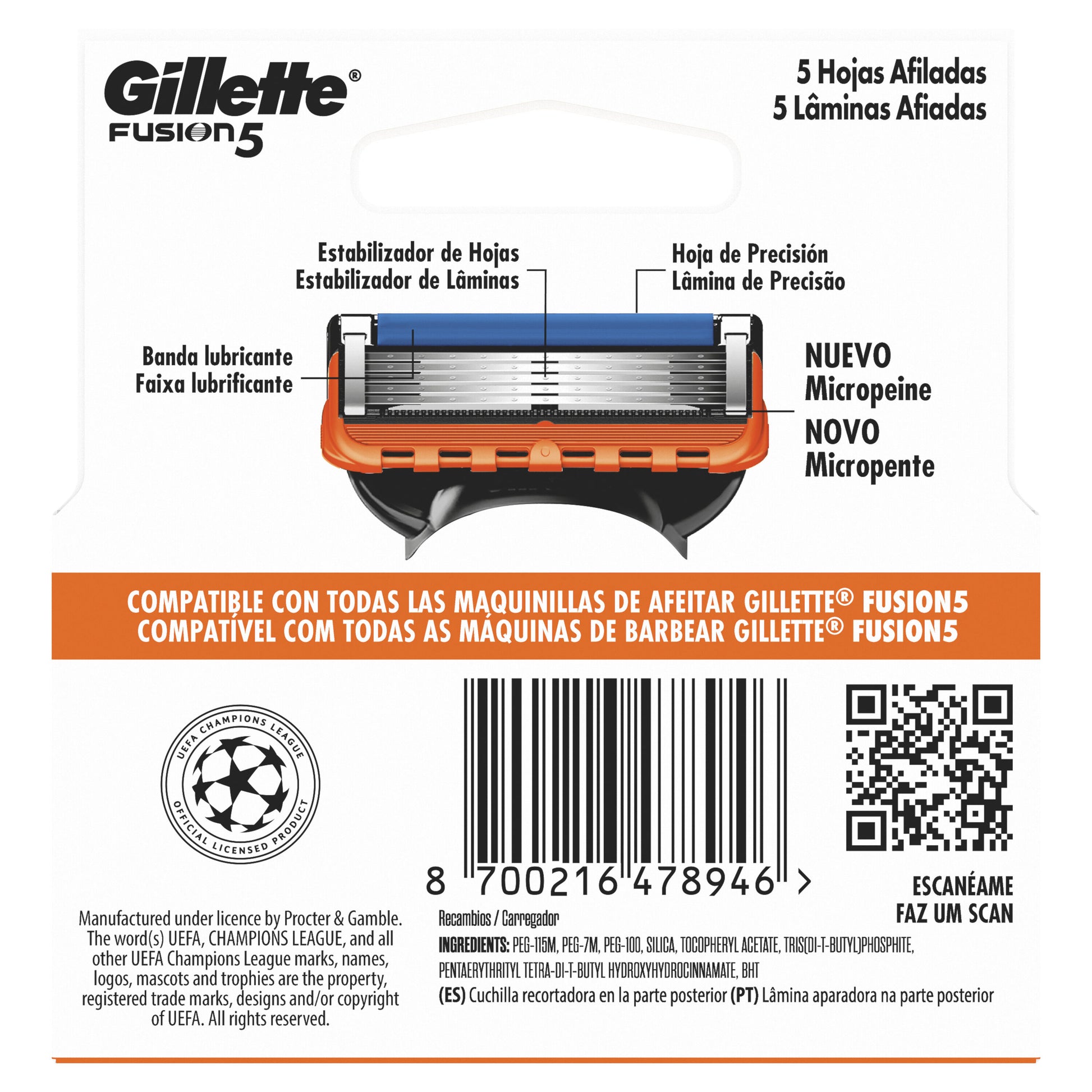 Recambio maquinilla  Gillette fusion5 4u