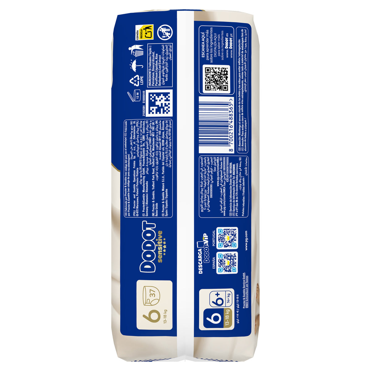 Pañal sensitive t6 Dodot p37u