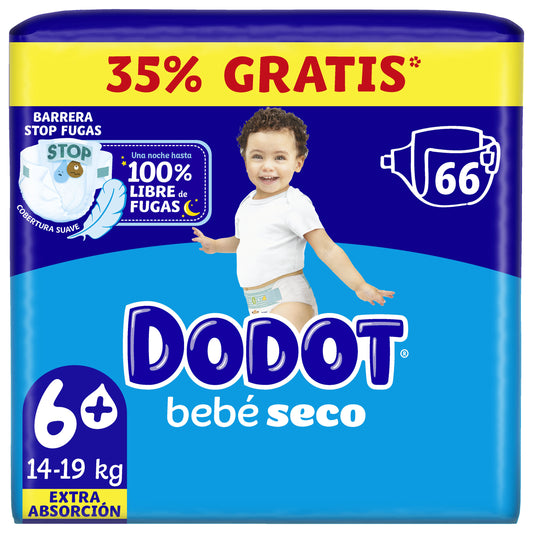 Pañal bebe seco t6 Dodot 66u La Despensa