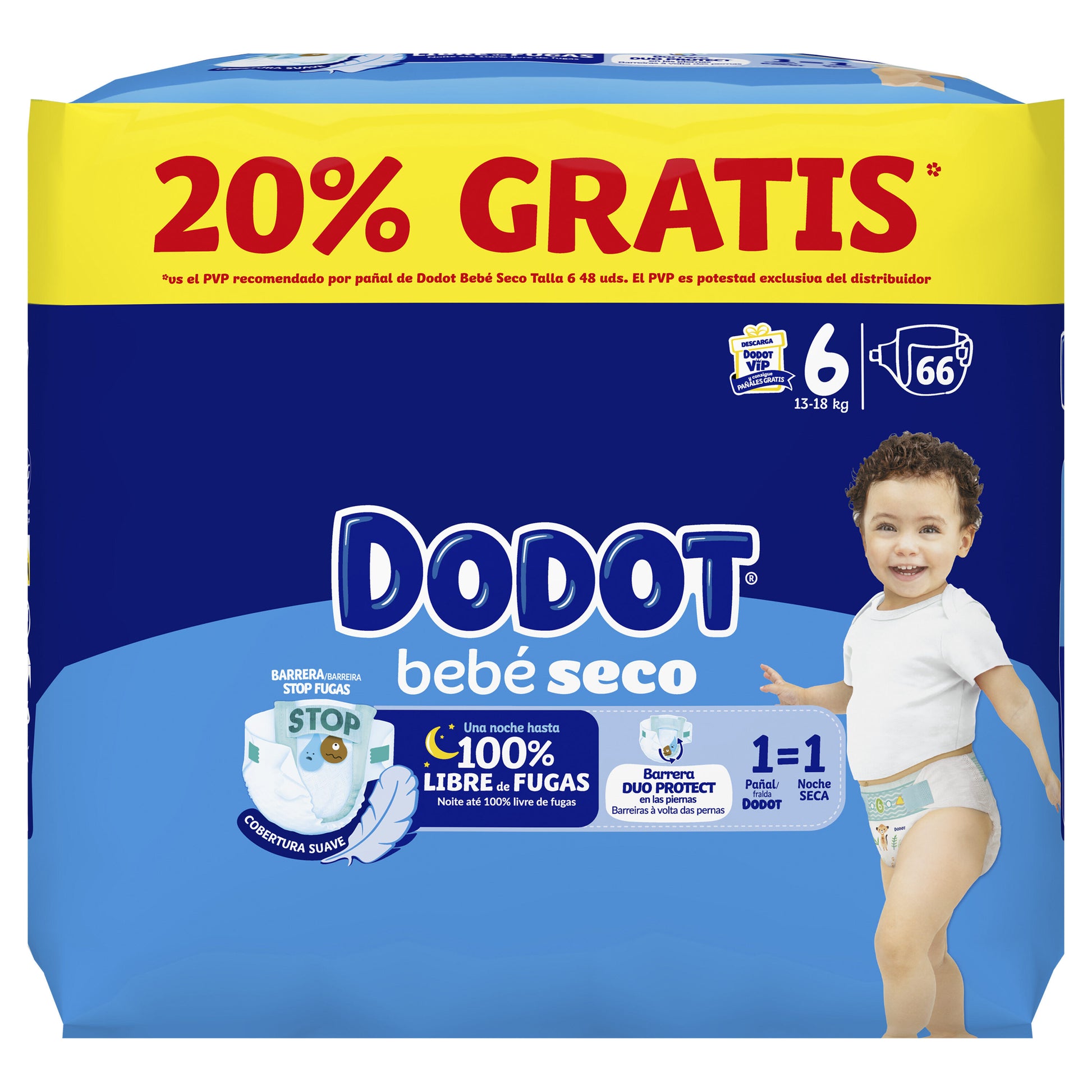 Pañal bebe seco t6 Dodot 66u