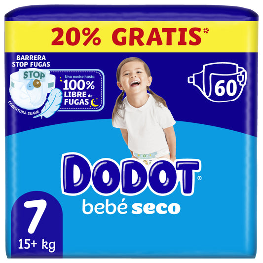 Pañales bebé seco t7 +15kg Dodot 60u La Despensa