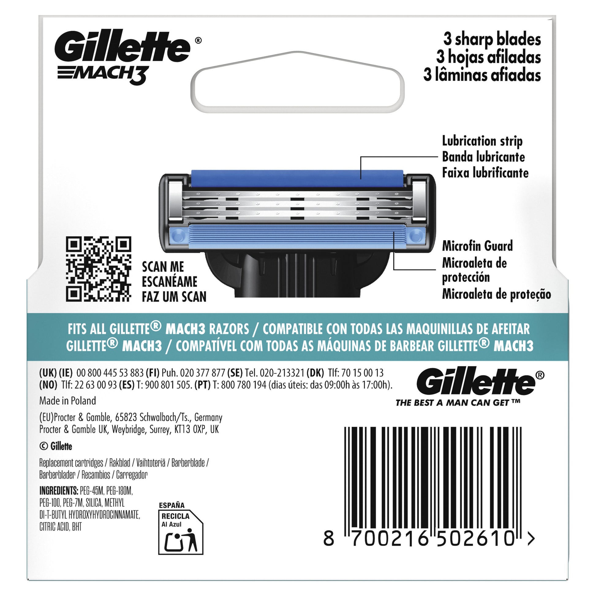 Recambio maquinilla mach 3 Gillette 4u